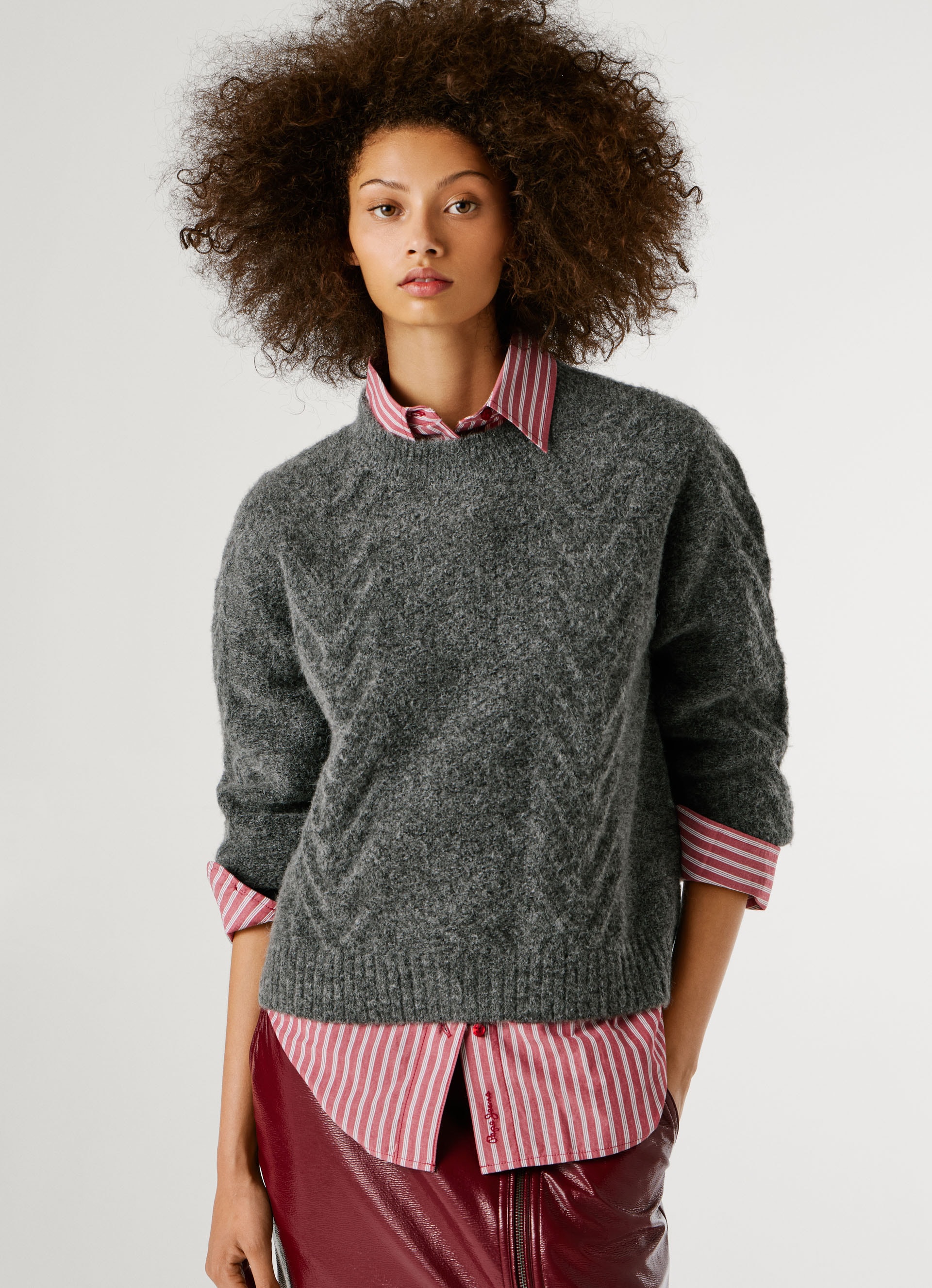 Image of Pepe Jeans Strickpullover mit Zopfmuster und Woll-Anteil