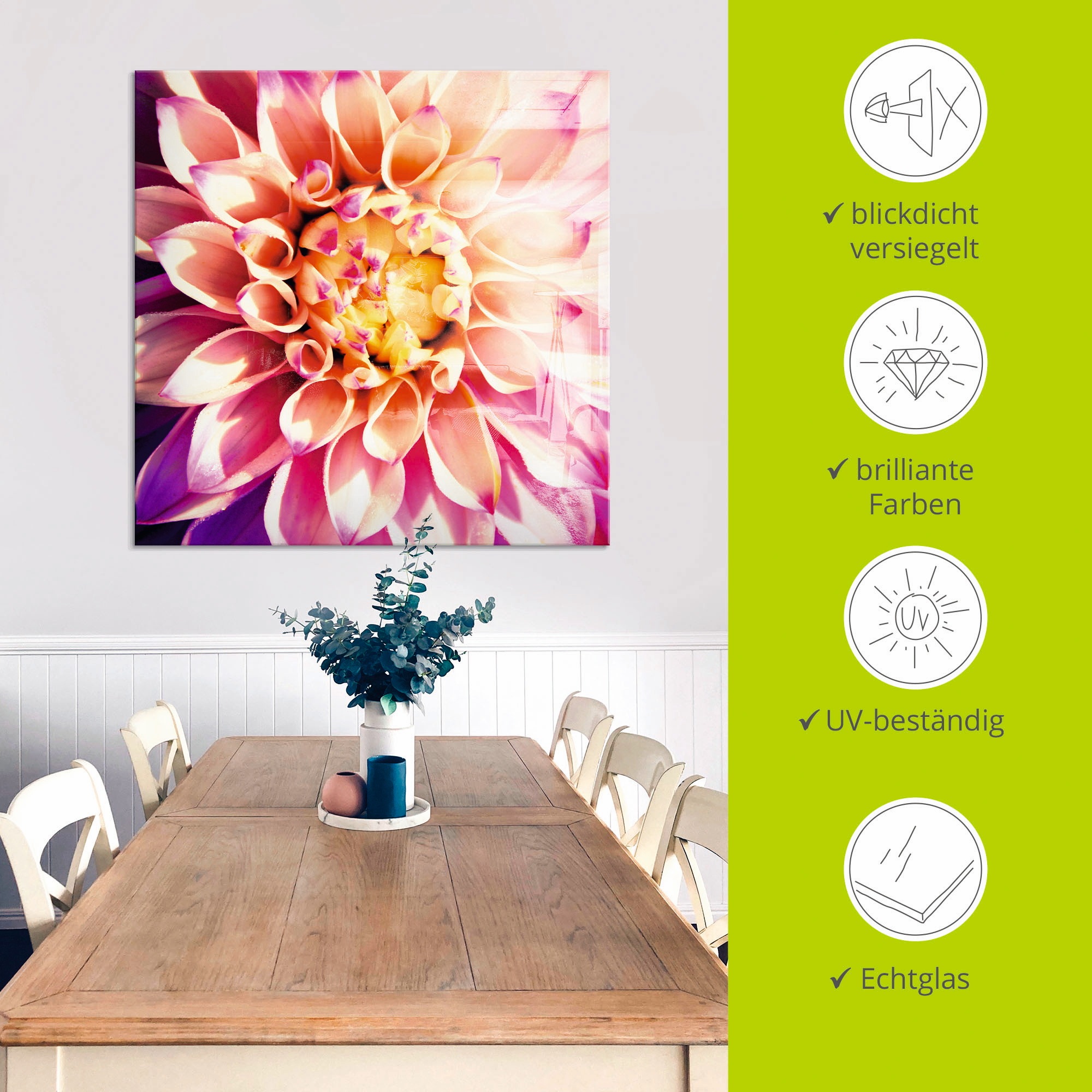 Artland Glasbild »Dahlie«, Blumen, (1 St.), in verschiedenen Grössen