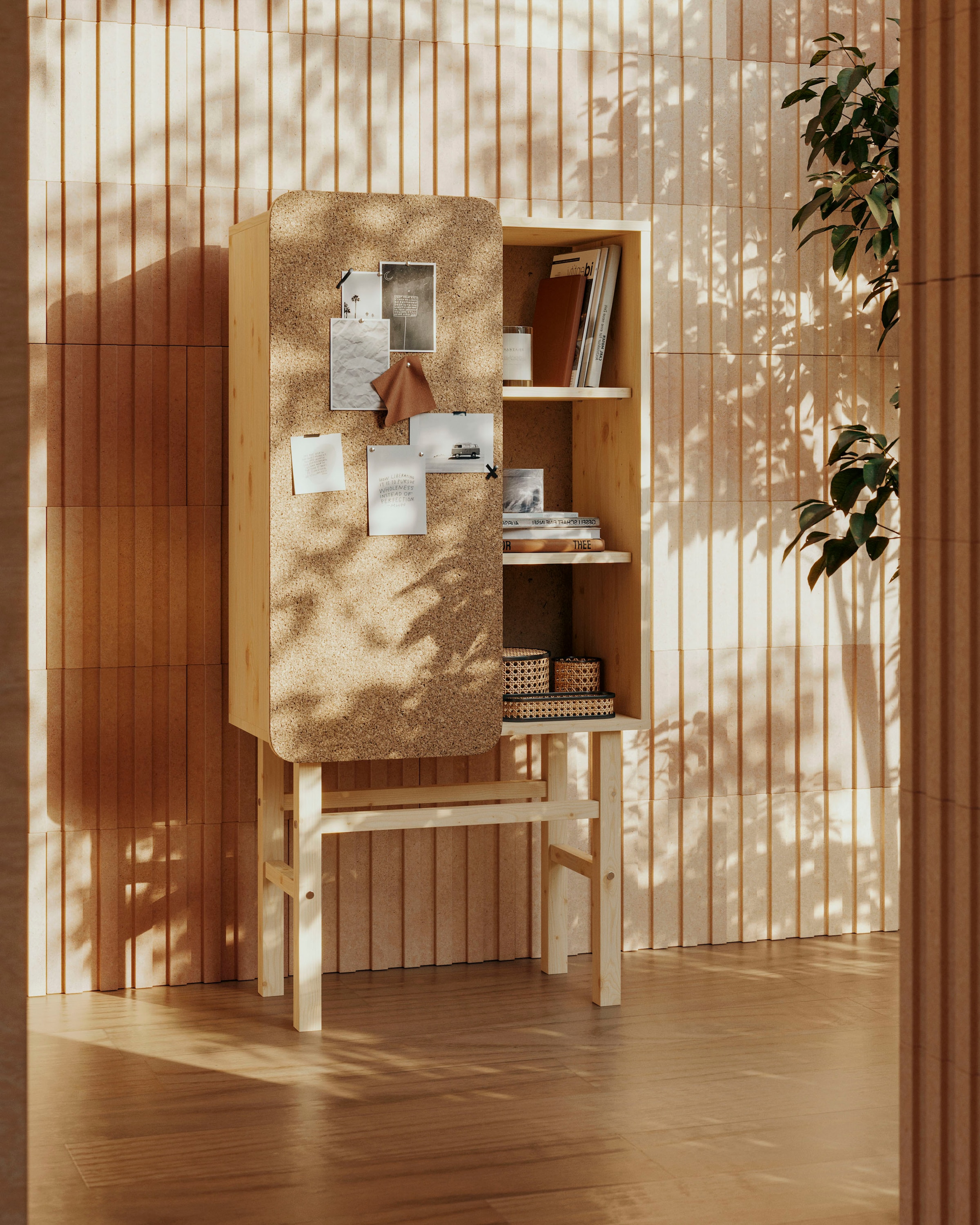 Karup Design Hochkommode »Slide«, Aus massiven Kiefernholz und Kork Pinwand
