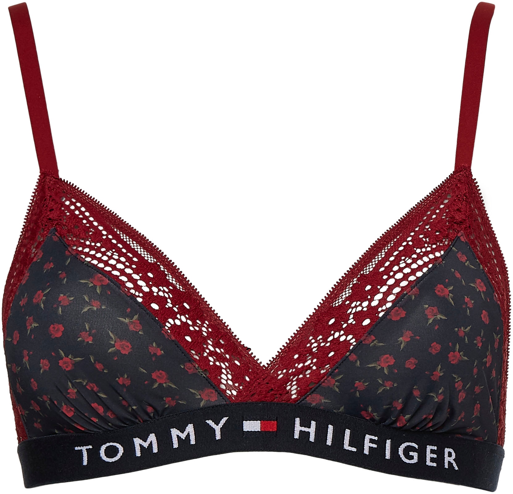 ♕ Tommy Hilfiger Underwear Triangel-BH, mit Spitzenkante und floralem Druck  versandkostenfrei bestellen