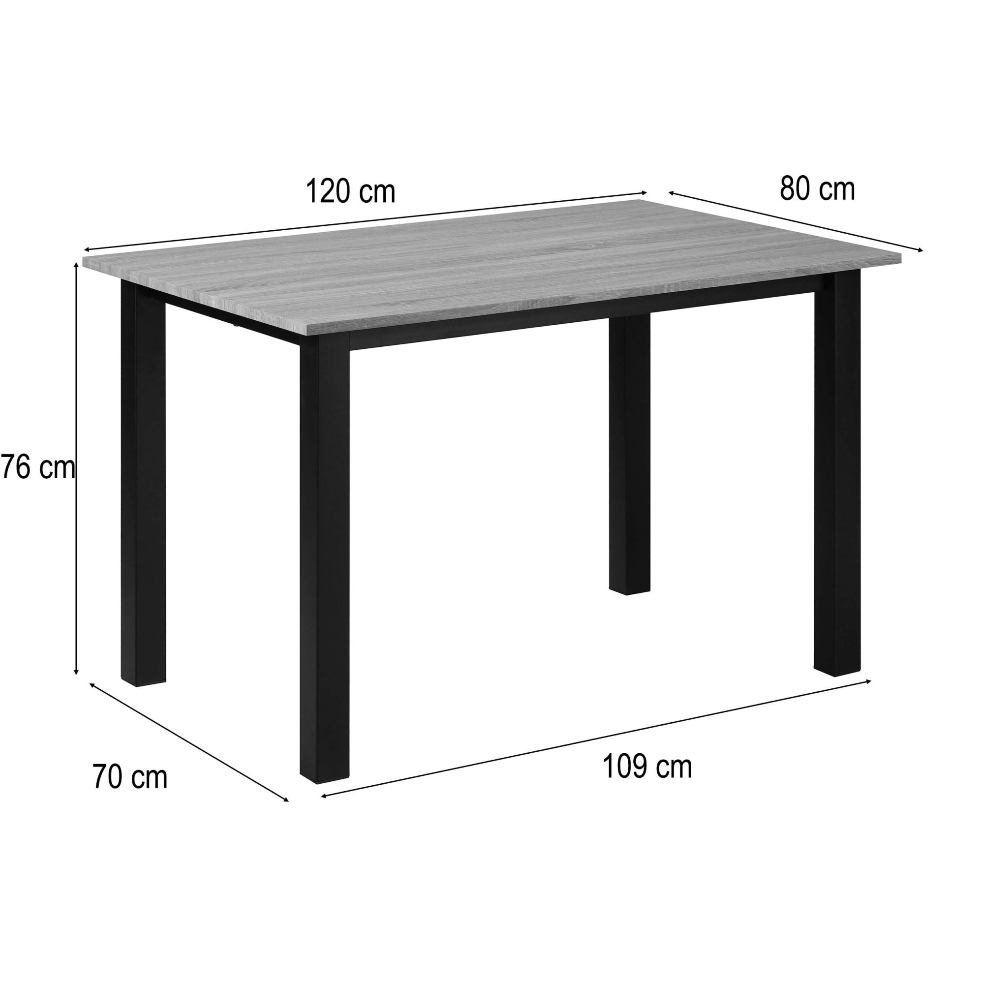 GOODproduct Table de salle à manger »Babetta« structure métallique noire laquée poudre, différentes largeurs