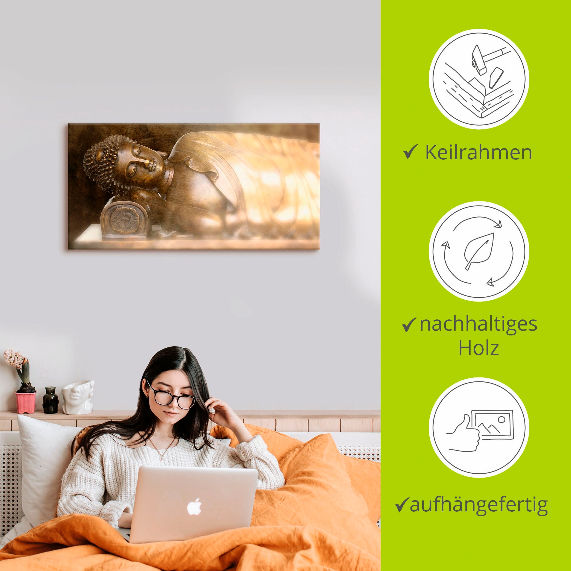 Artland Wandbild »Buddha«, Religion, (1 St.), als Leinwandbild, Wandaufkleber in verschied. Grössen