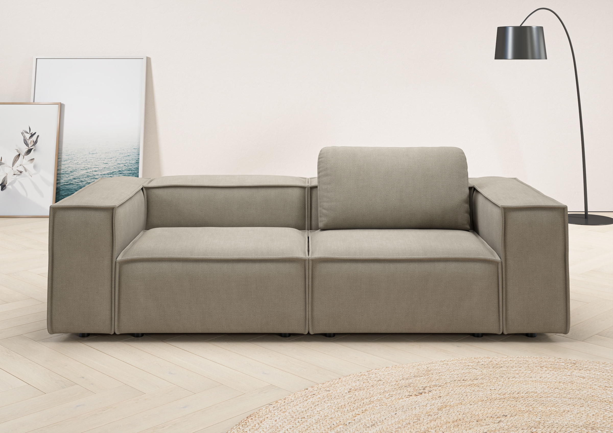 Image of Home affaire 2-Sitzer "Watertown, modern, Sofa 246 cm breit, in 2 Tiefen, Japandi Design" Sofa Tiefe 98cm, extra breiter Sitzfläche, Flachgewebe PICASSO