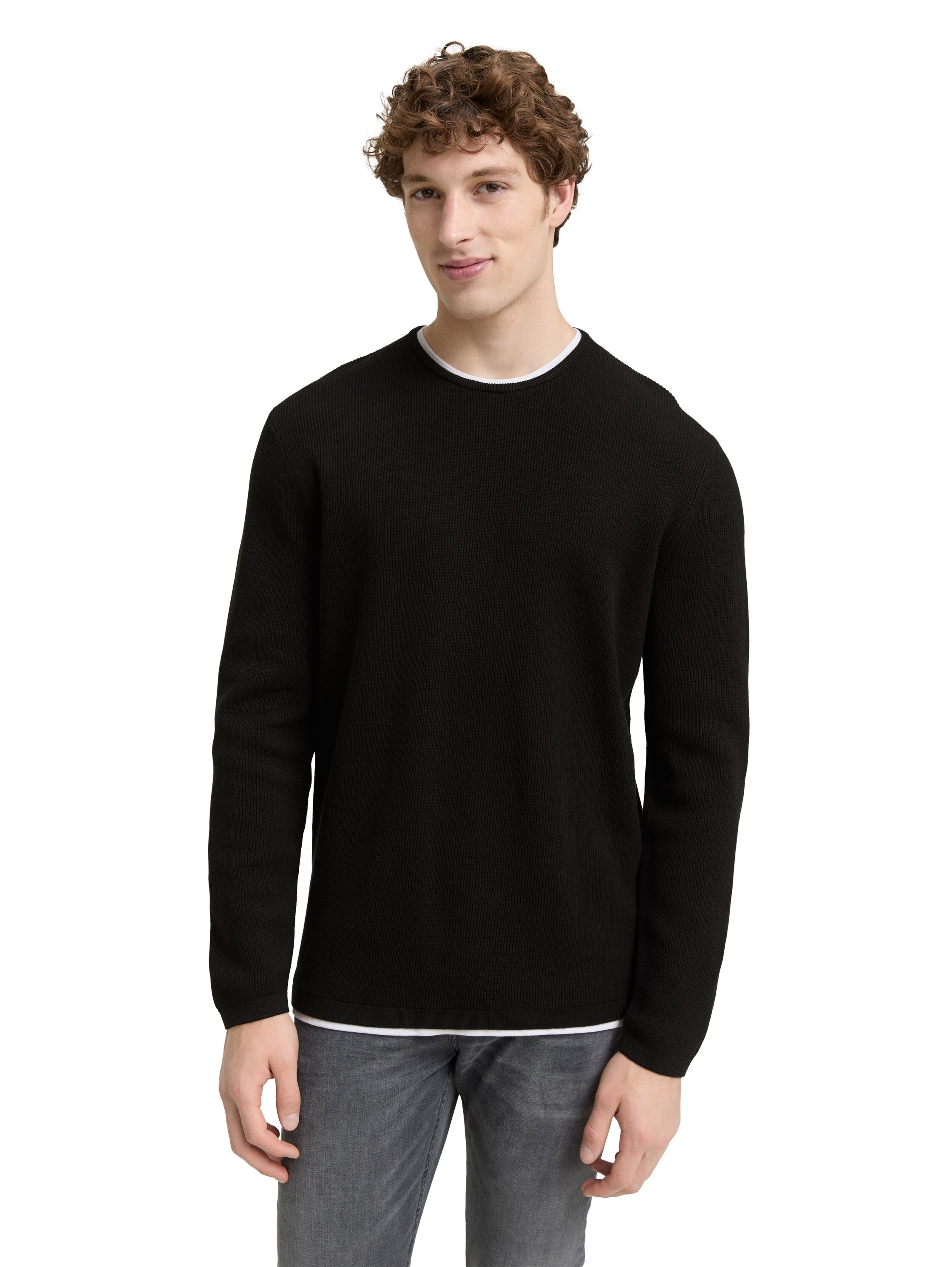 Image of TOM TAILOR Denim Strickpullover mit 2-in-1 Ausschnitt