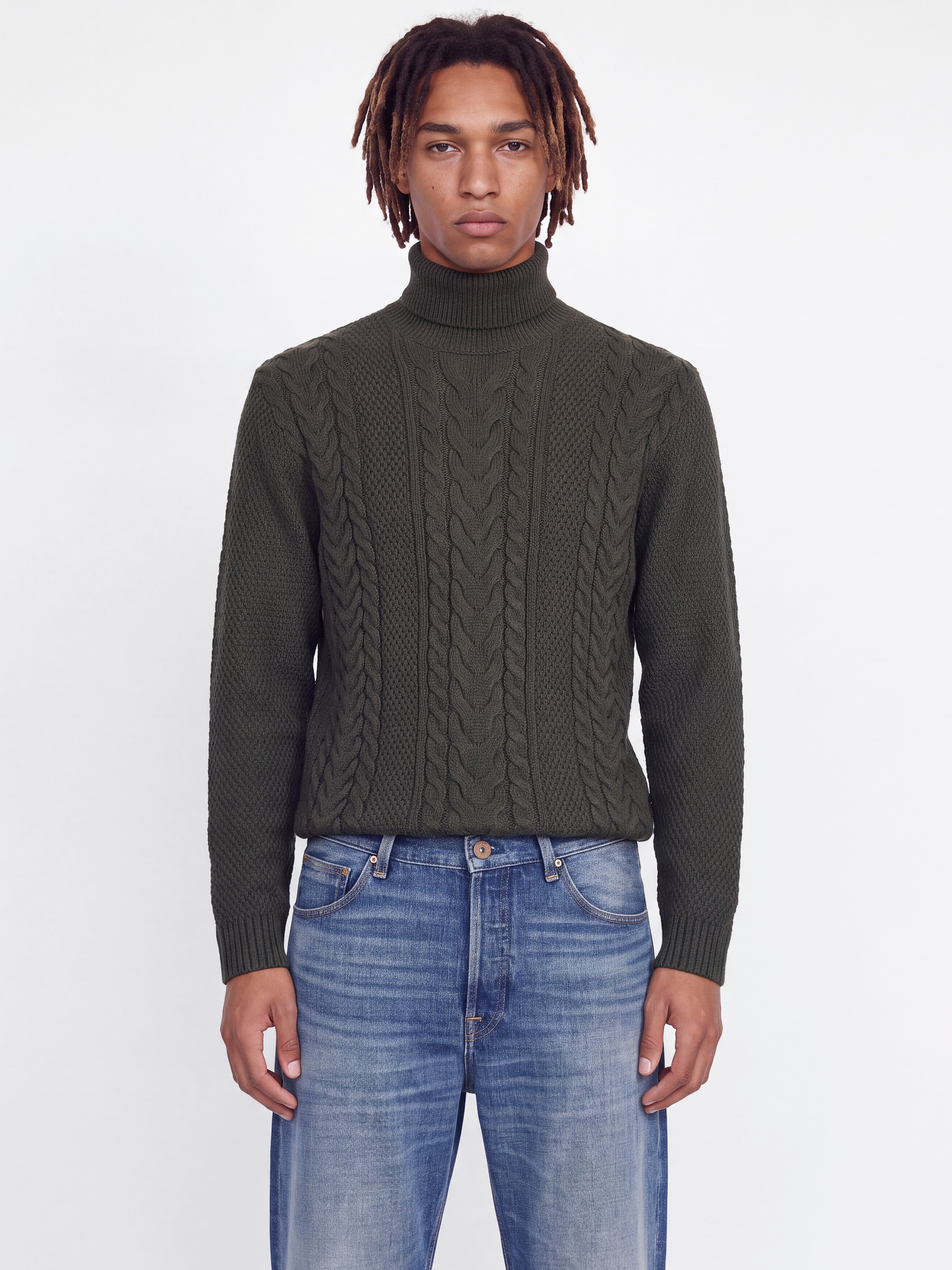 Image of Jack & Jones Rollkragenpullover "JJJAMES KNIT ROLL NECK" Materialmix, regular fit