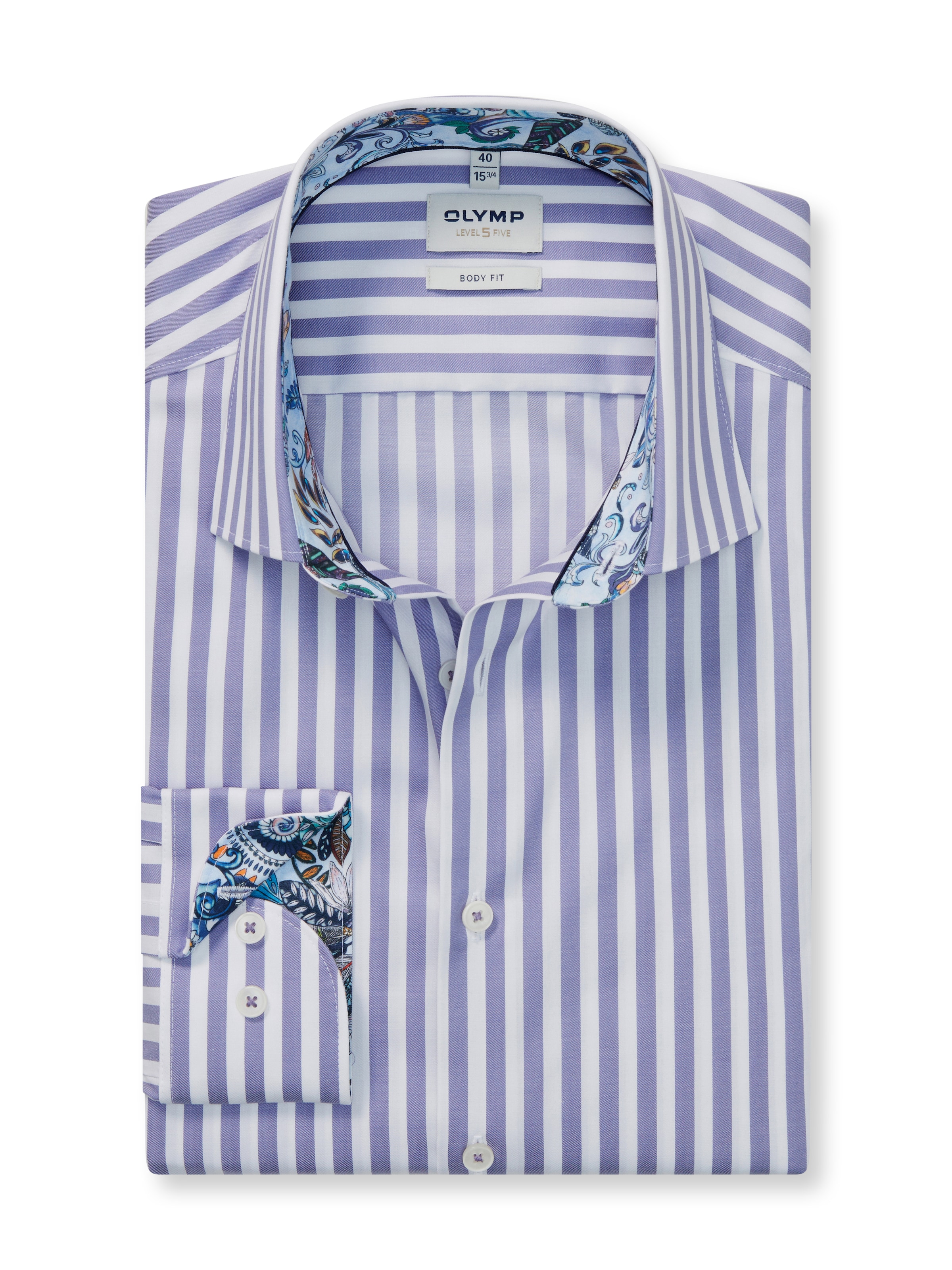 OLYMP Langarmhemd »Level 5« gestreift, body fit, New York Kentkragen, Businesshemd