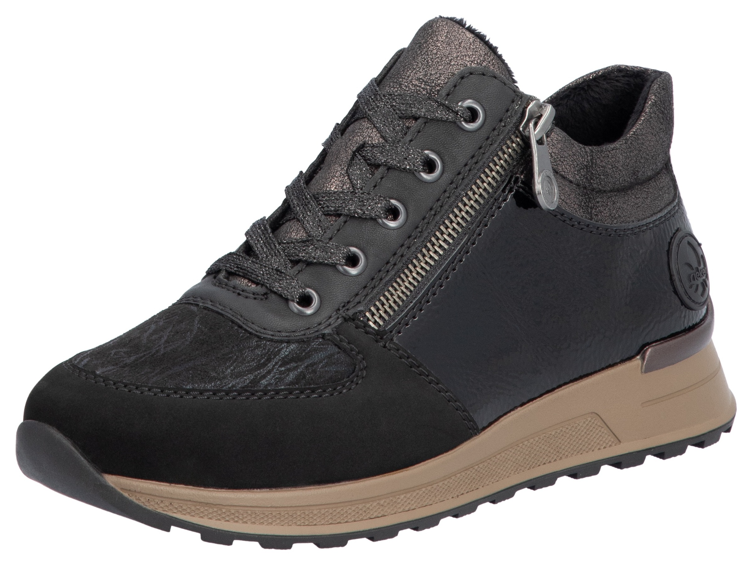 Image of Rieker Sneaker, Freizeitschuh, Halbschuh, Schnürschuh mit seitlichem Reissverschluss