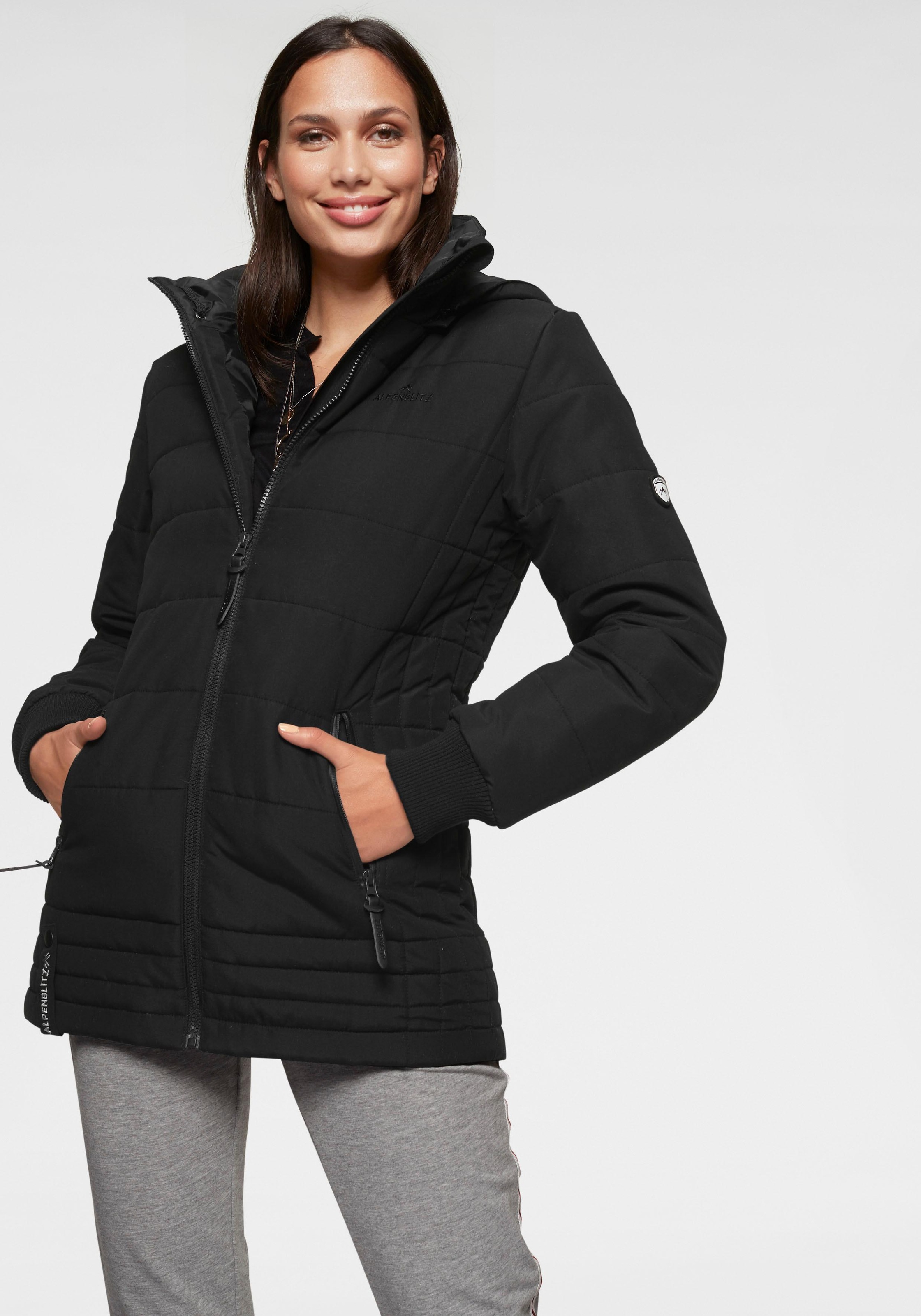 Image of ALPENBLITZ Steppjacke "Flockenwirbel" mit Kapuze für den Übergang, aus leichtem Material, unifarbenes Design