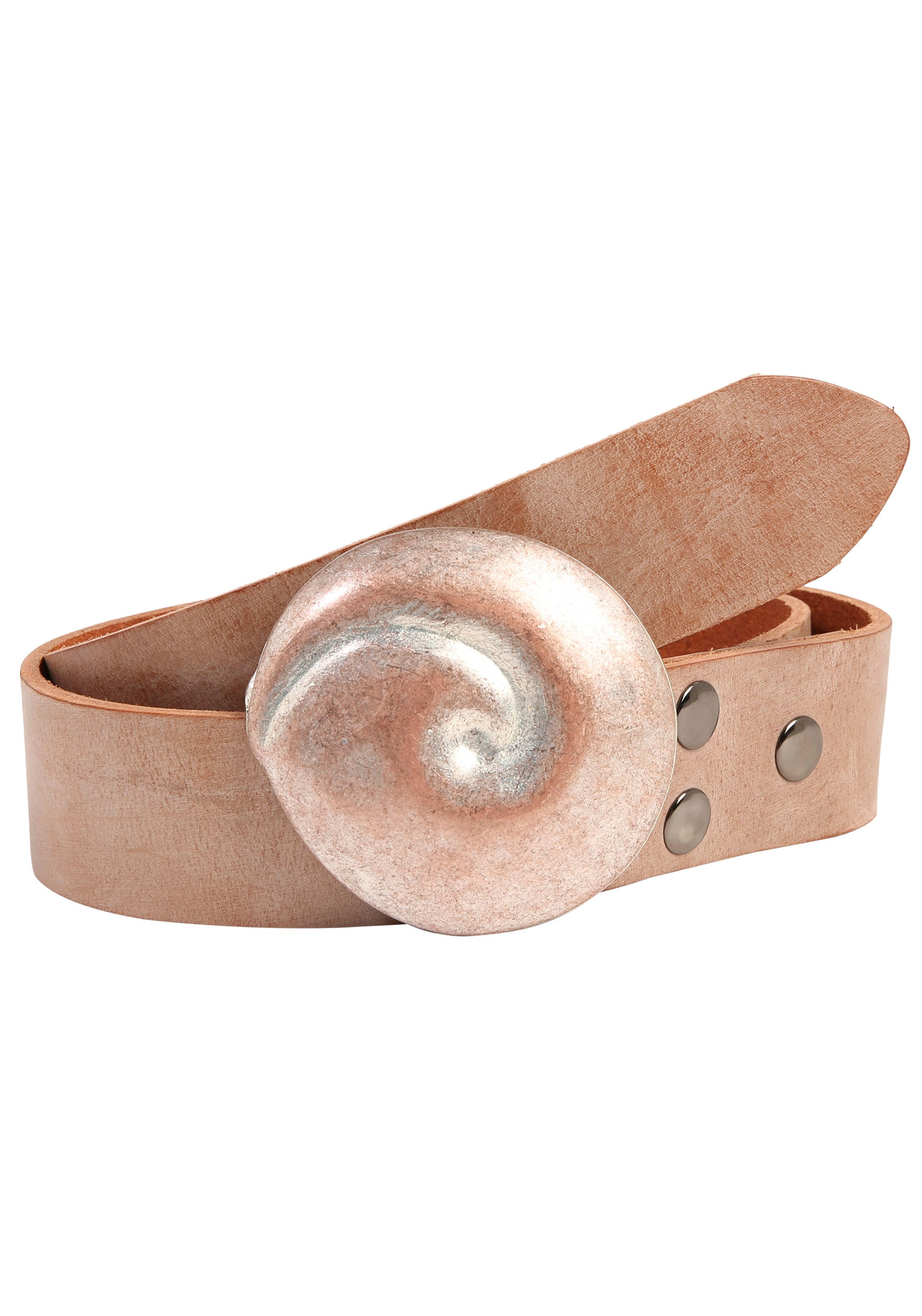 Image of Rettungsring Gürtel Ledergürtel mit austauschbarer Schliesse "Muschel Rund Rosé"