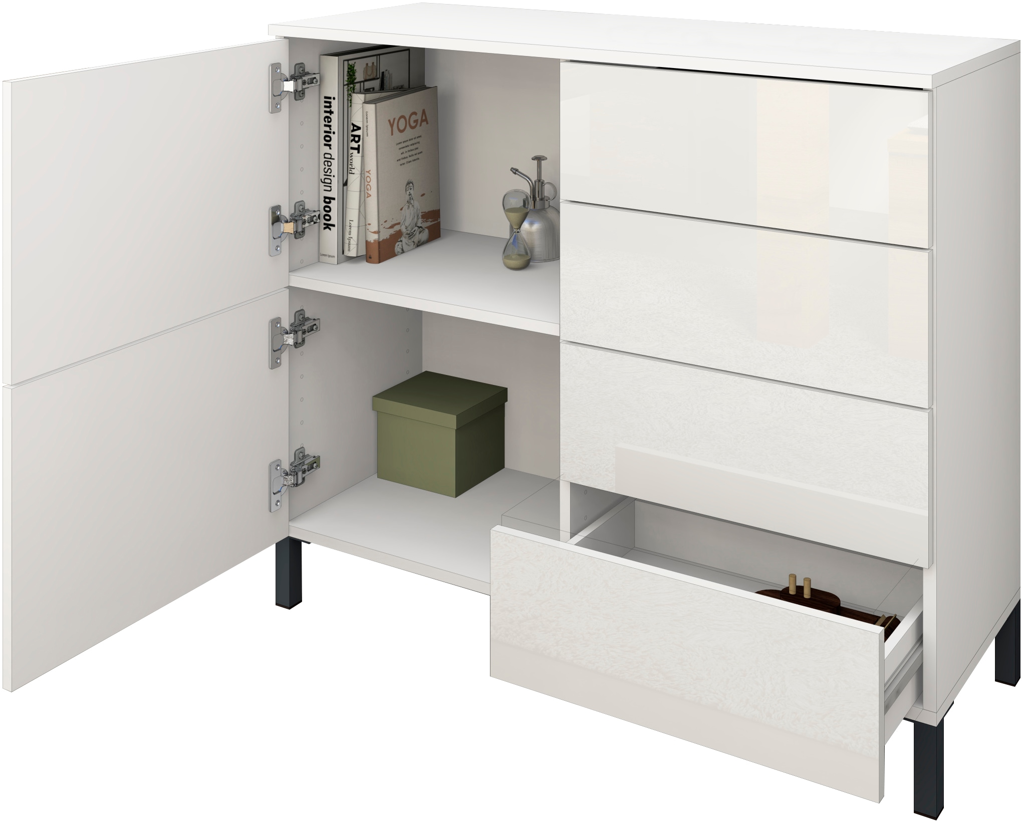 borchardt Möbel Kommode, Drucköffner (Push-To-Open), höhenverstellbare Einlegeböden