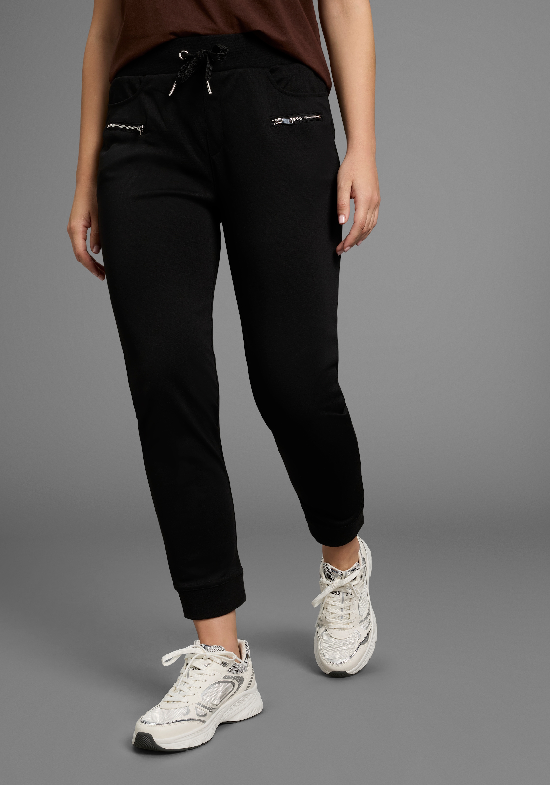 Image of Bruno Banani Jerseyhose figurbetonte Passform, knöchellang mit Rippbündchen