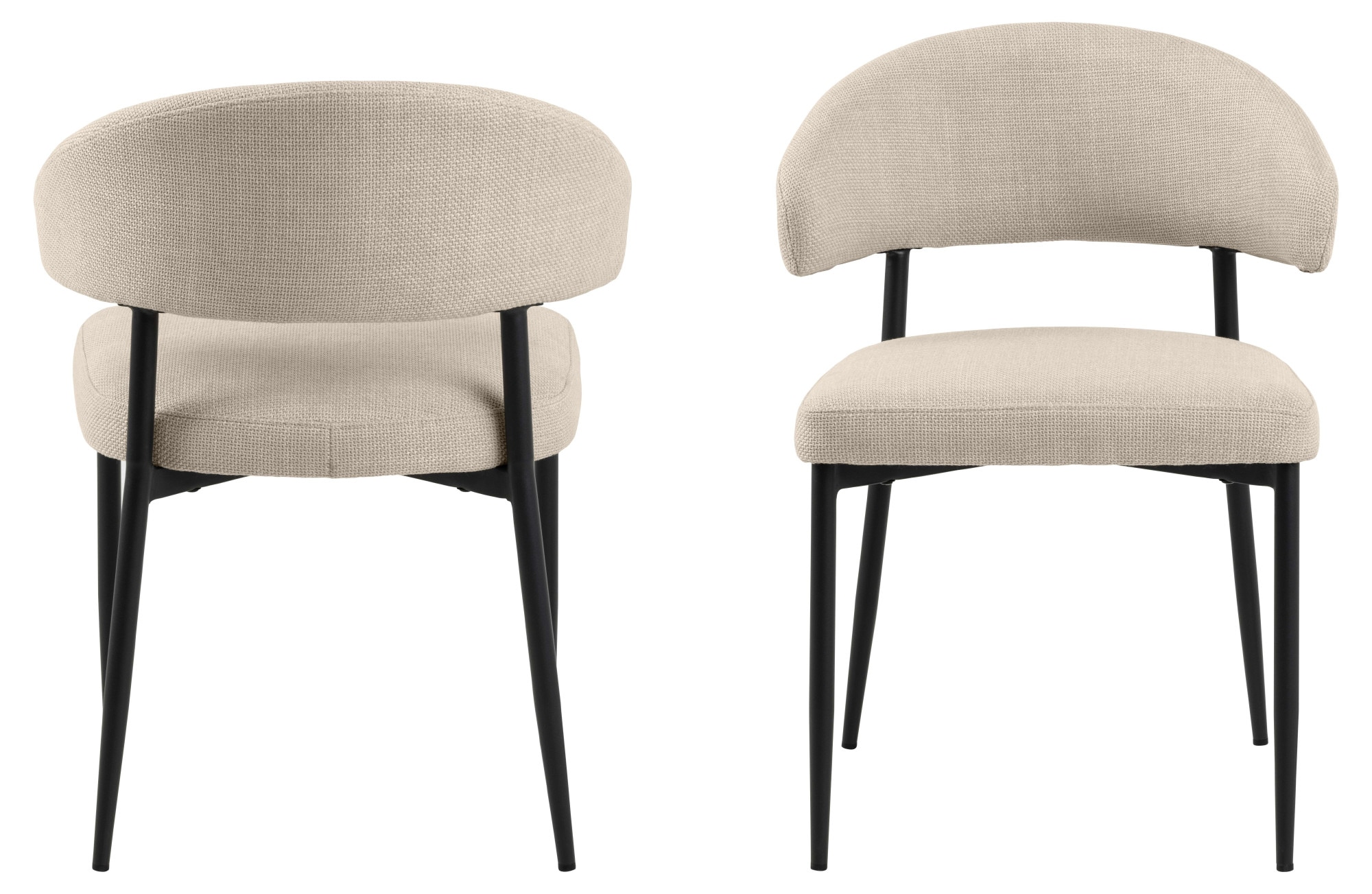 ACTONA GROUP Esszimmerstuhl »Edina 2er Set, Stoff - bequem & stilvoll, mehrere Farben, moderne« () Gepolstert, weicher Bezug & hoher Sitzkomfort, schwarze Stahlbeine