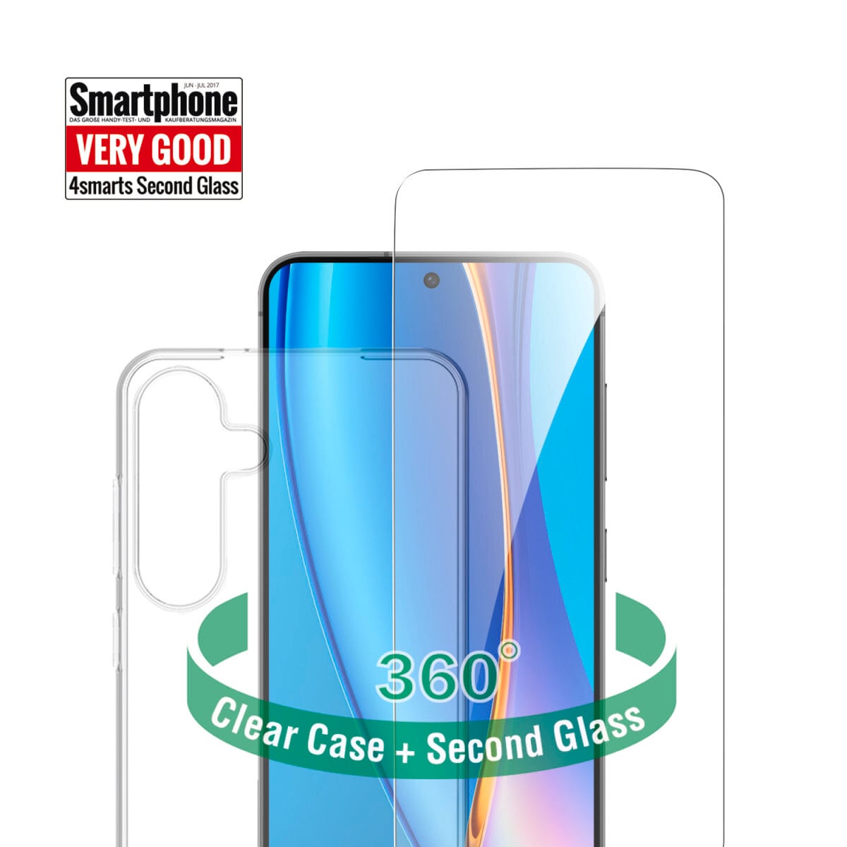 4smarts Handyhülle »360° Protection Set für Samsung Galaxy S25+«, Backcover, Schutzhülle, Handyschutzhülle, Case, Schutzcase, stossfest