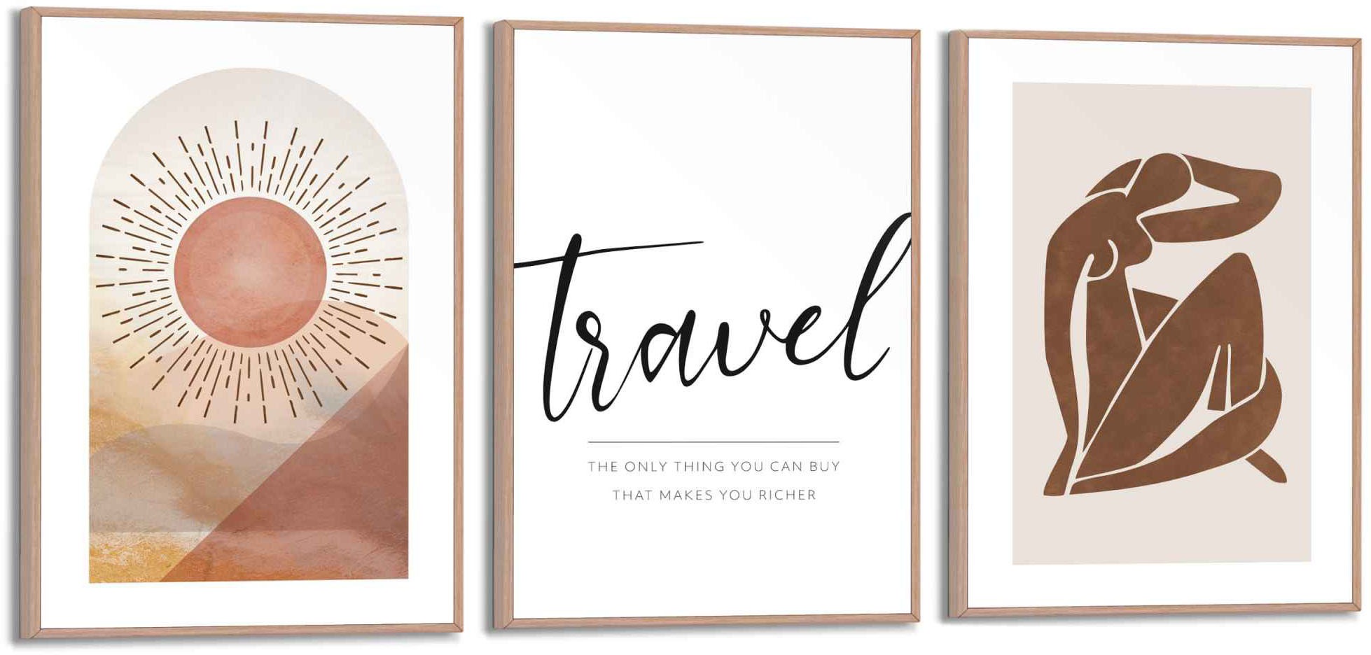 Image of Reinders! Wandbild »Sonne Abstrakt - Zitat - Reisen - Wüste - Frau«, (3 St.) bei Ackermann Versand Schweiz