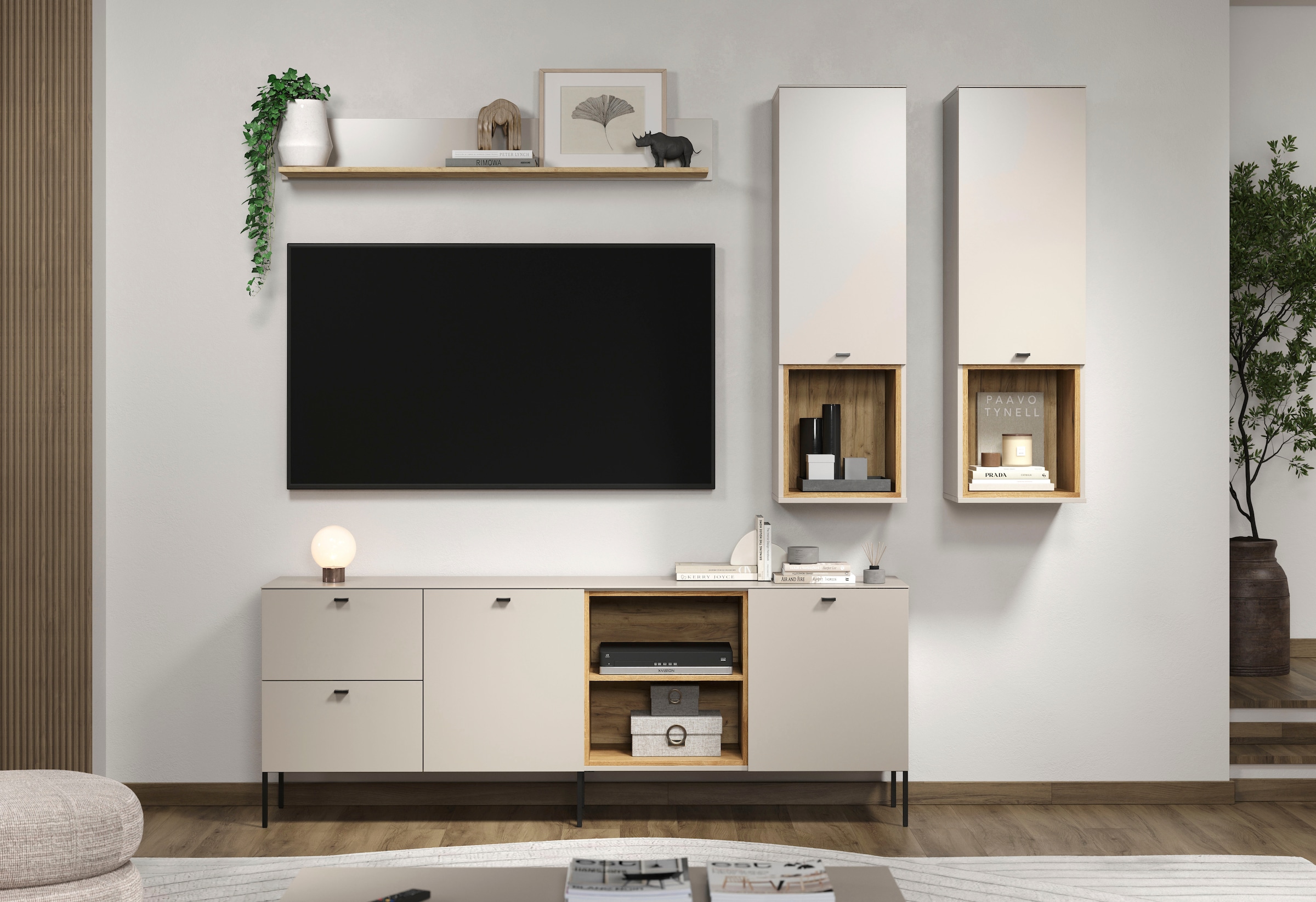 Places of Style Lowboard »San Pedro«, (1 St.), TV-Lowboard mit Türen, Schubkasten & Soft-Close - (B/T/H) 200/40/75 cm