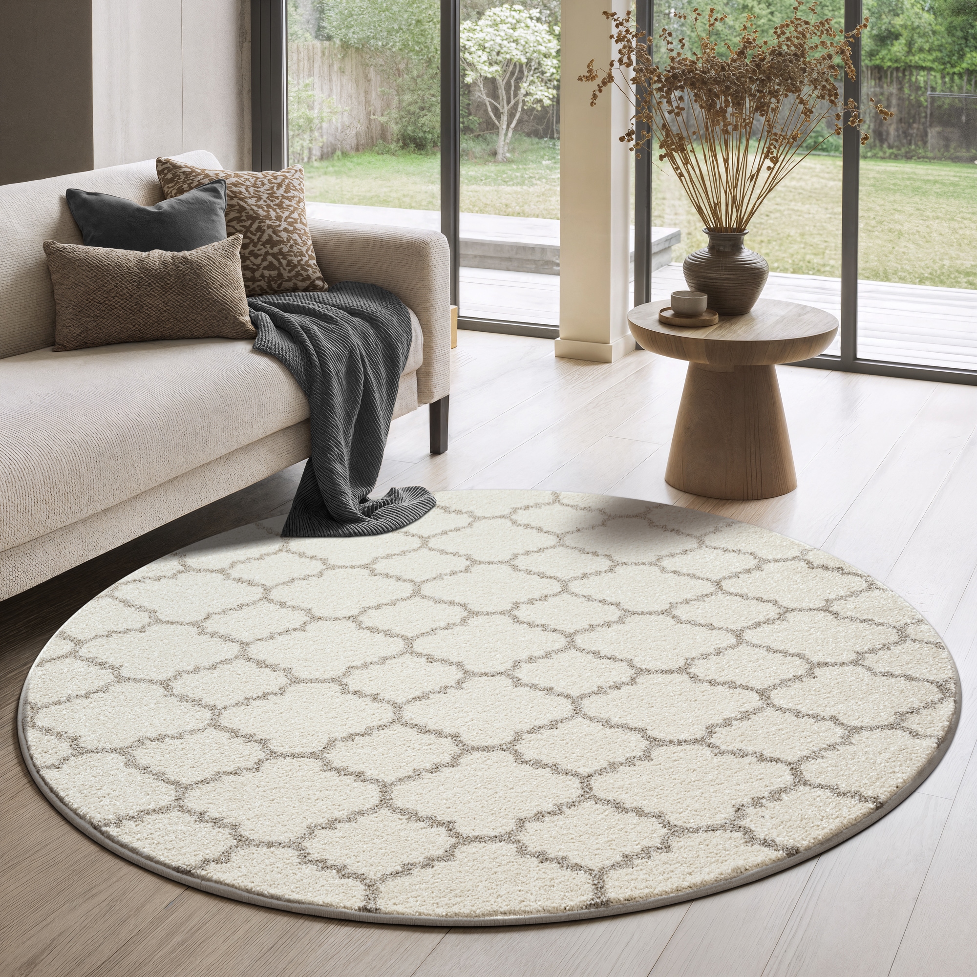 Sanat Teppich »Boho 8202  , auch als Läufer und in Rund« rund 10 mm Höhe Kurzflor, robust, Boho, Scandic, für Fussbodenheizung geeignet