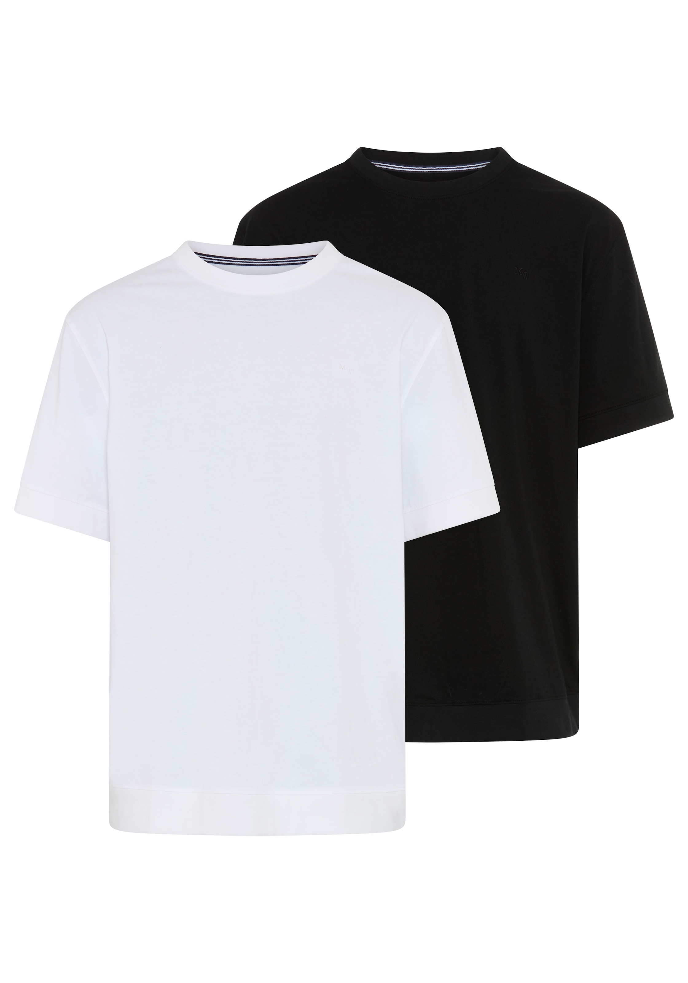 Image of Mans World Plus Rundhalsshirt "auch in Grosse Grössen bis Gr. 7XL Bauch-Fit mit breitem Saumbündchen" 2er-Pack, Regular Fit, Kurzarm, unifarben, auch in grossen Grössen