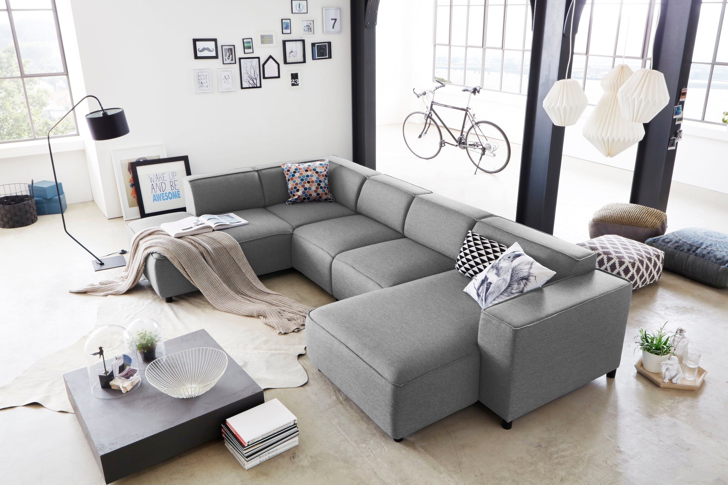 Image of ATLANTIC home collection Wohnlandschaft "Bulky U-Form" in U-Form und XXL Sitzfläche, modular aufgebaut