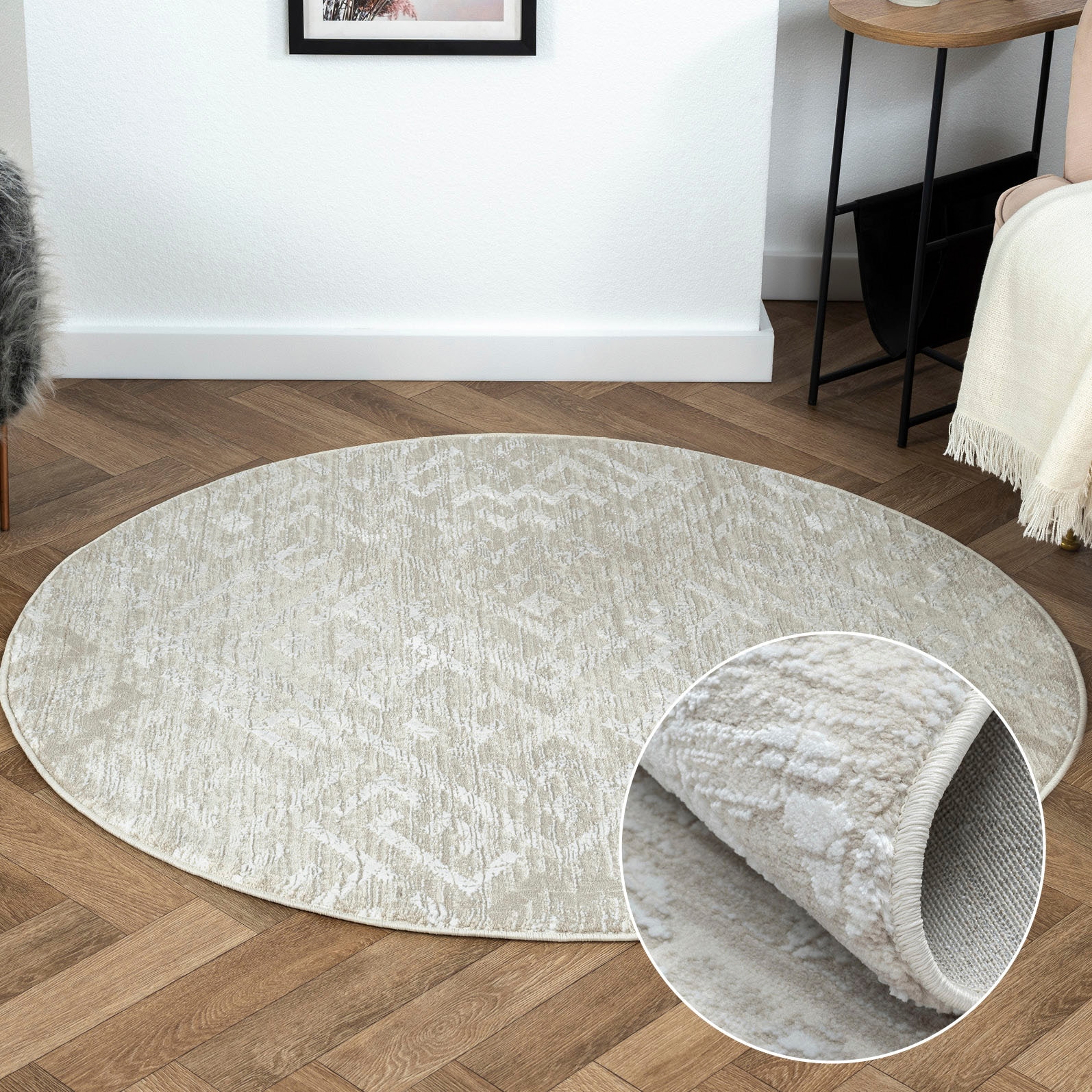 Image of Myflair Möbel & Accessoires Teppich "My Type 2" rund 10 mm Höhe Kurzflor, Ethno-Style, besonders weich durch Microfaser