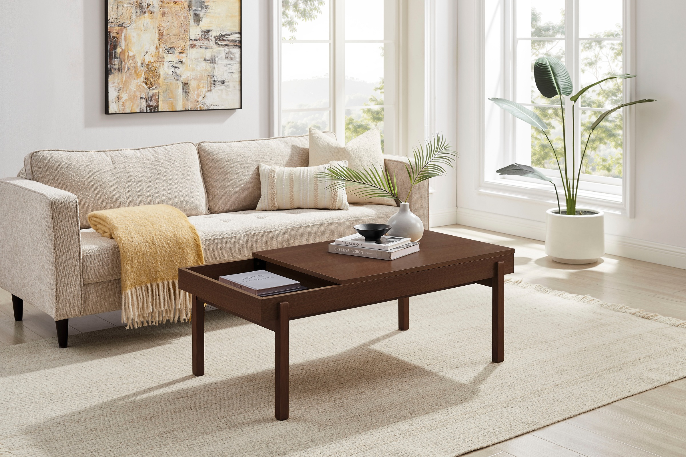 GOODproduct Couchtisch »Norwin« Melaminoberfläche und robustes Gestell aus Eschenholz