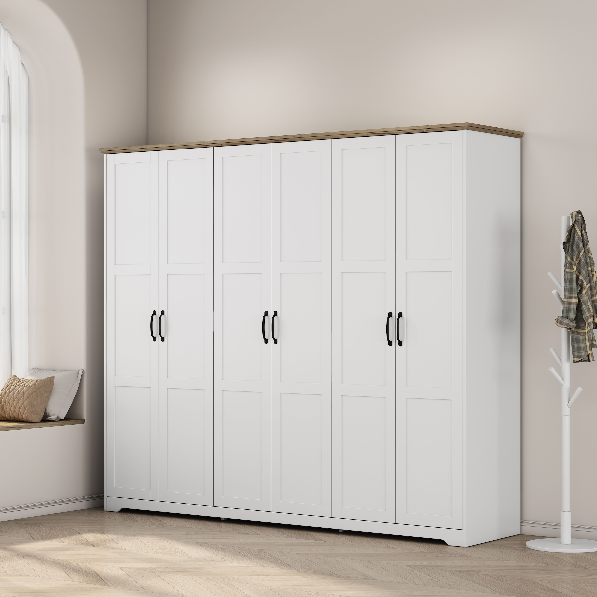 GOODproduct Kleiderschrank »Emmilia Schrank Schlafzimmerschrank im Landhaus Design« Mit vielen Einlegeböden und Softclose,  Landhaus Schrank mit  6 Türen Breite 226,5cm Höhe 2m