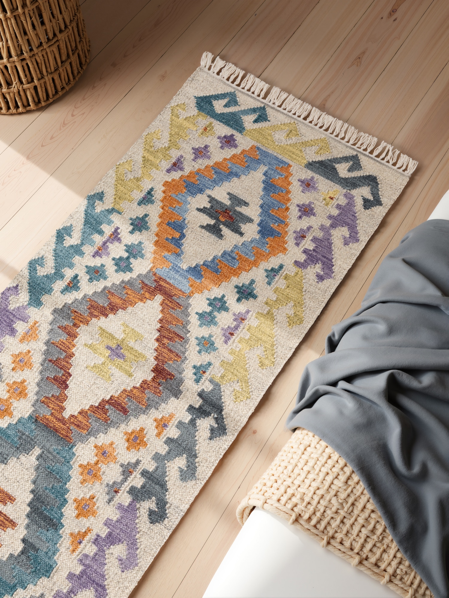 HANSE Home Tapis »Kelim Oasis« Rectangulaire 3 mm Höhe Wolle, Baumwolle, Natur, Handgewebt, orientalisch, Boho, traditionell