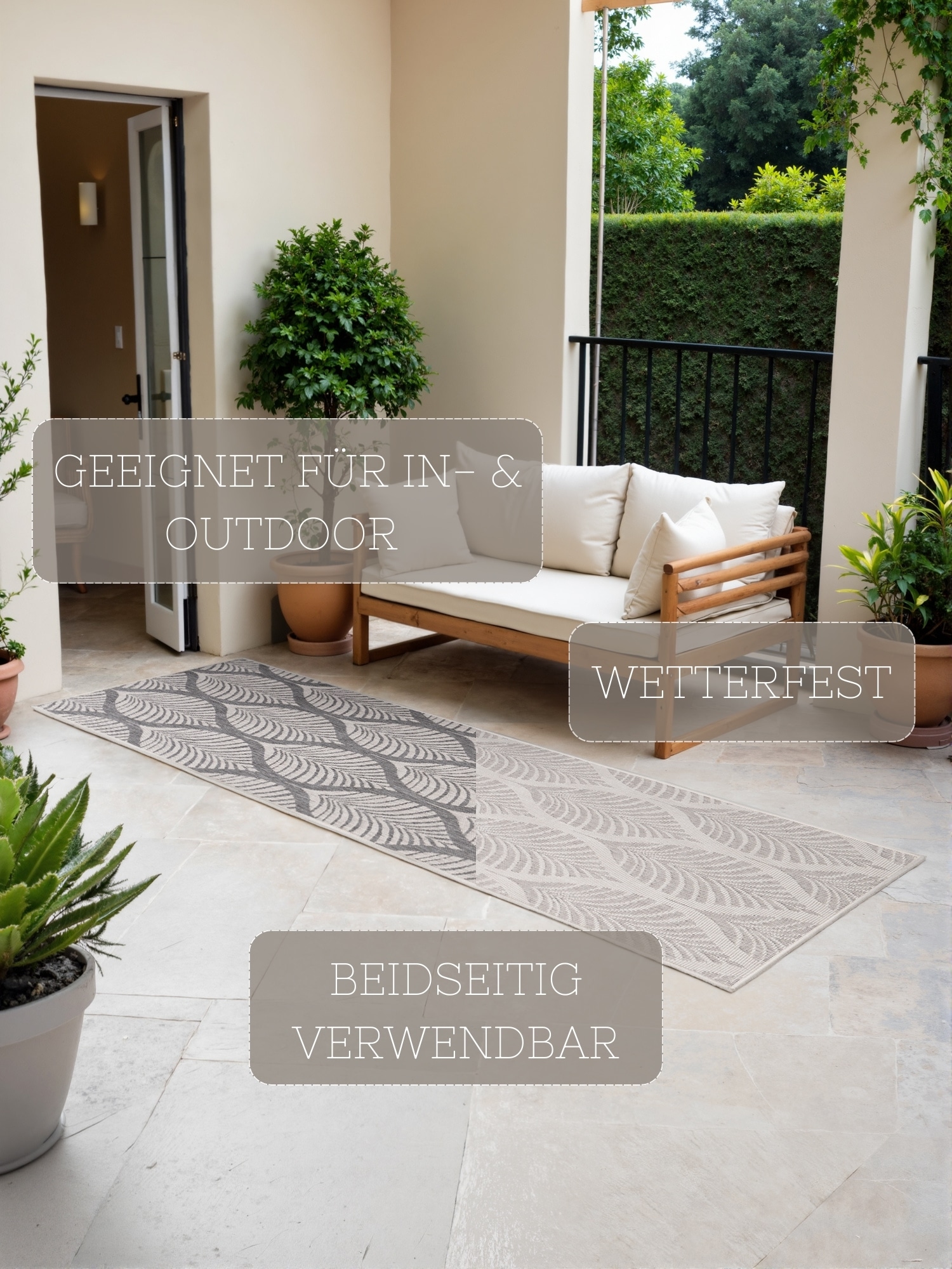 HANSE Home Tapis d'extérieur »Liora Wendeteppich« Rectangulaire 5 mm Höhe Läufer, In und Outdoor, Flachgewebe, wetterfest, pflegeleicht, robust