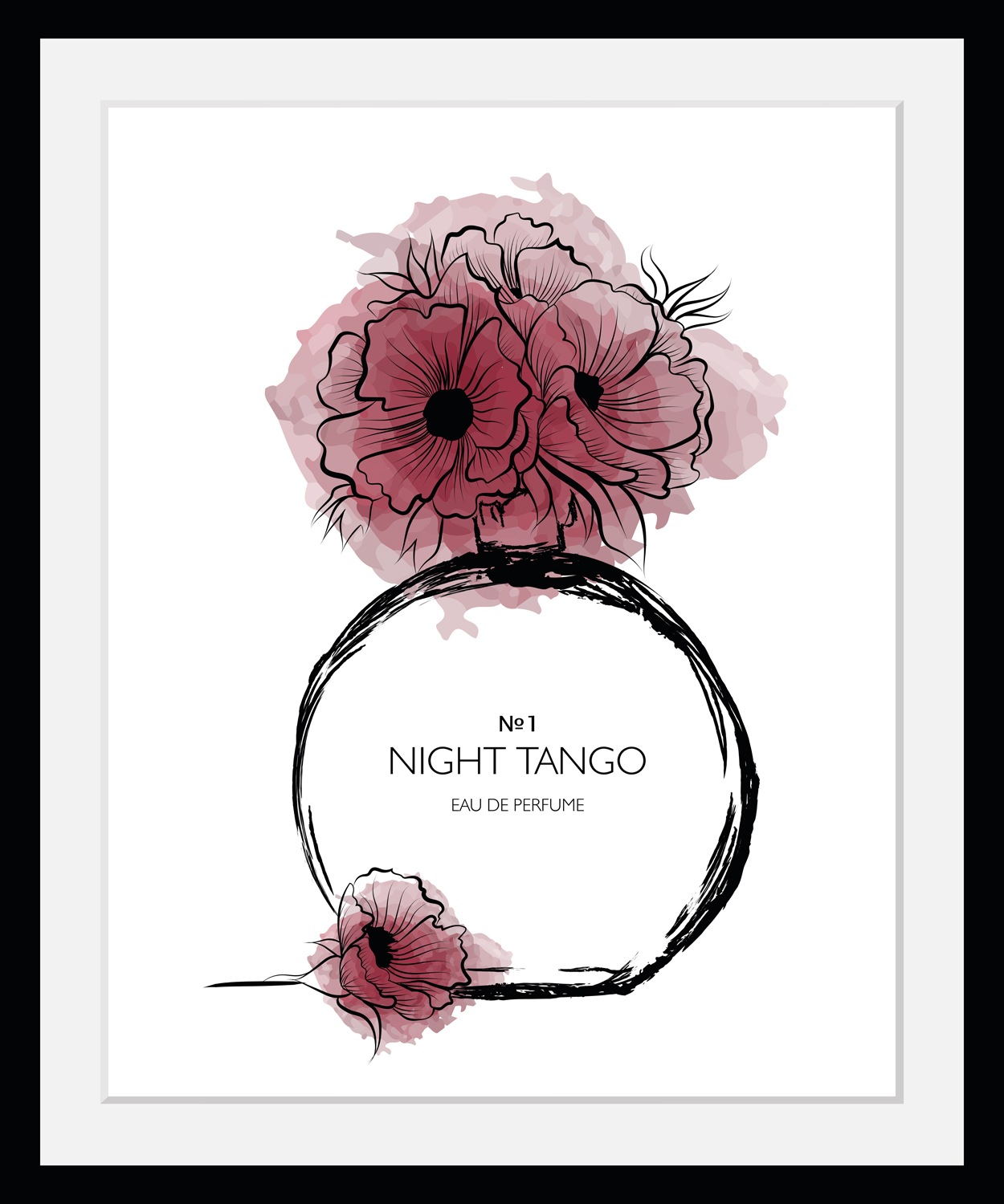 Image of GOODproduct Bild mit Rahmen "Blumen Parfüm - Gerahmter Digitaldruck - Wandbild" 1 Stk. tlg. Holzrahmen - Dekoration