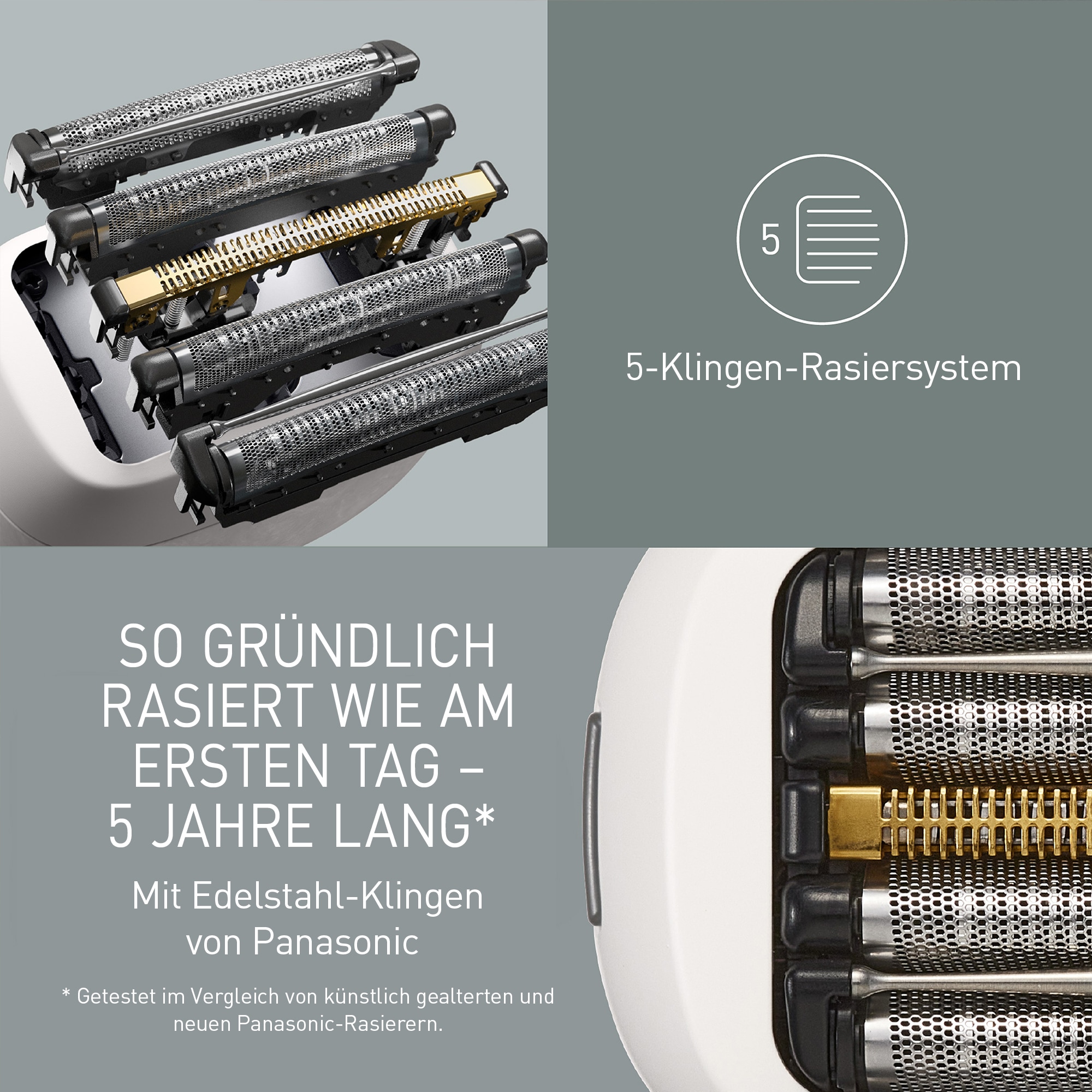 Panasonic Rasoirs électriques »ES-PV6B-W803« Kompakt, 5 Edelstahlklingen, USB-Laden (Typ-C), Bartdichten-Sensor+