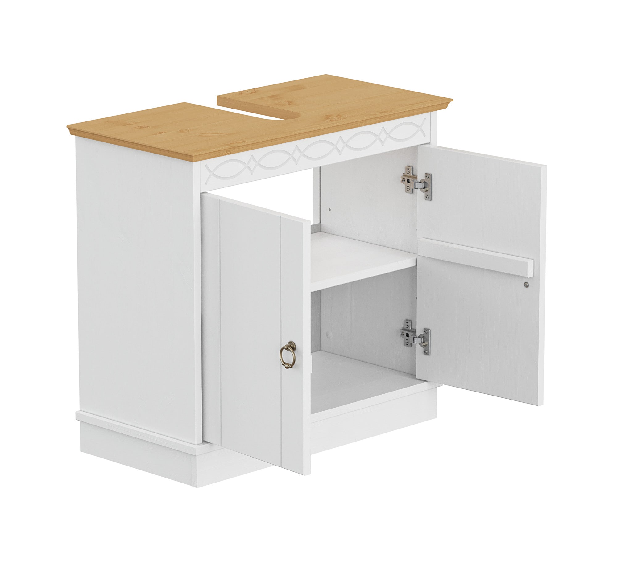 GOODproduct Waschbeckenunterschrank »Indra, Badschrank, Badmöbel, Badezimmerschrank« B/T/H: 64/32/66 cm,  aus massiver Kiefer, 2 Türen,  FSC®-zertifiziert