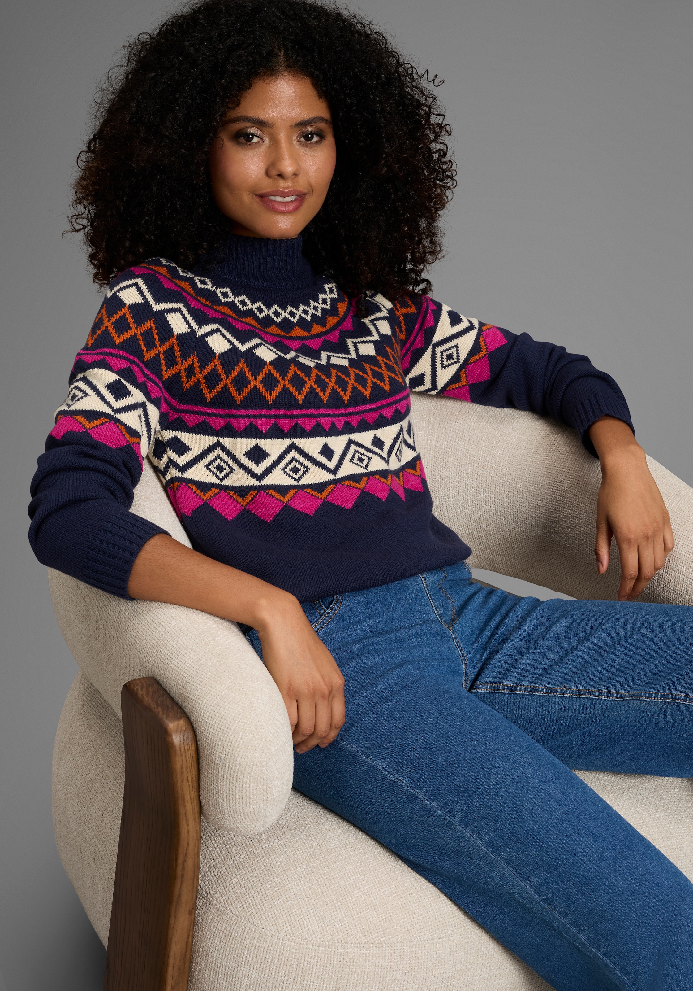 Image of KangaROOS Norwegerpullover hüftbedeckende Länge, figurumspielende Passform
