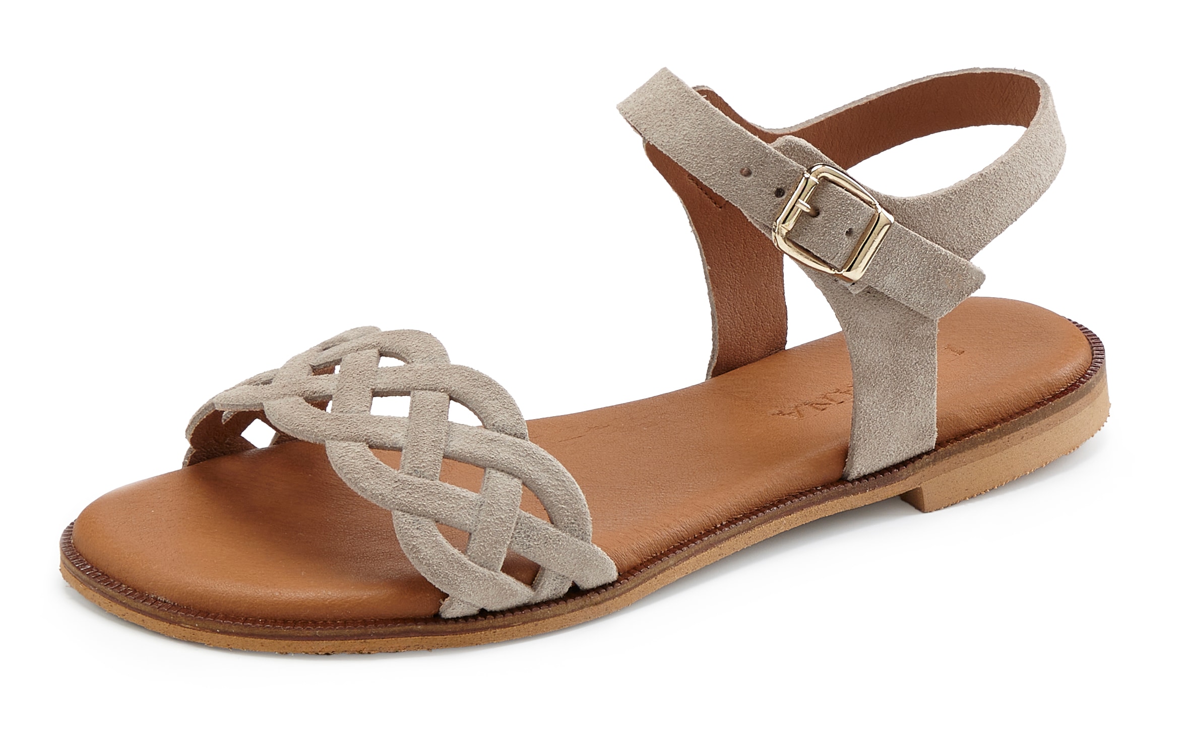 LASCANA Sandale »Sommerschuh«  Sandalette, Sommerschuh aus Leder mit Cut-Outs und weicher Innensohle