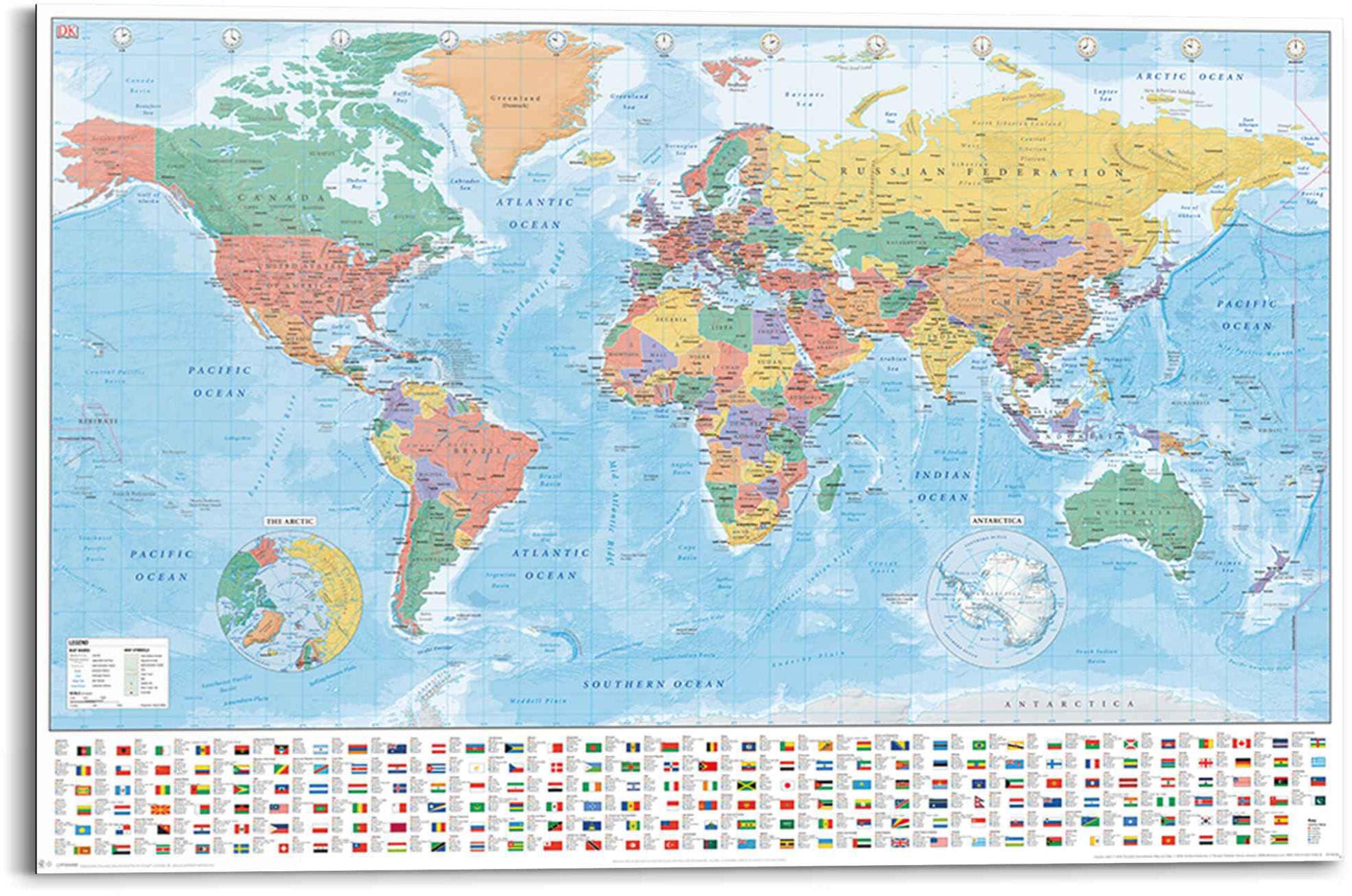 kaufen St.) günstig Reinders! »Wandbild - Landkarte Weltkarte, - Weltkarte Flaggen«, Wandbild Kontinente (1