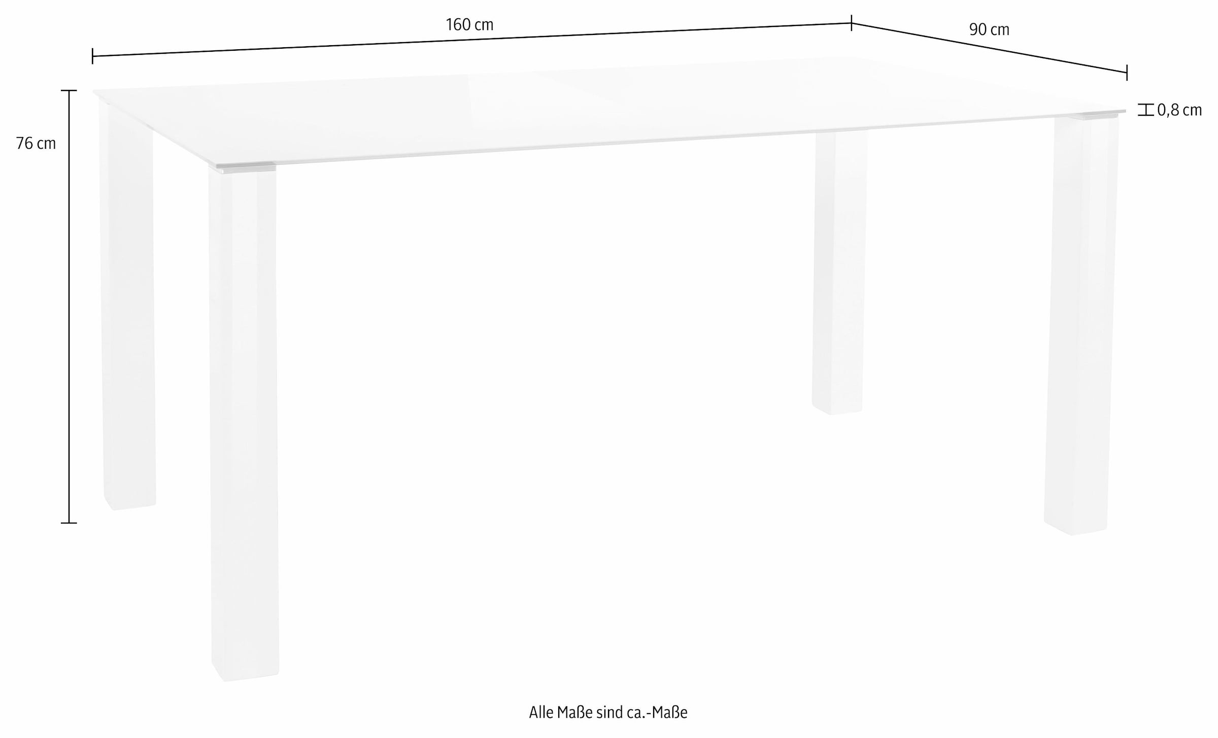 INOSIGN Essgruppe, (Set, 5 tlg.), mit Glastisch, Breite 160 cm