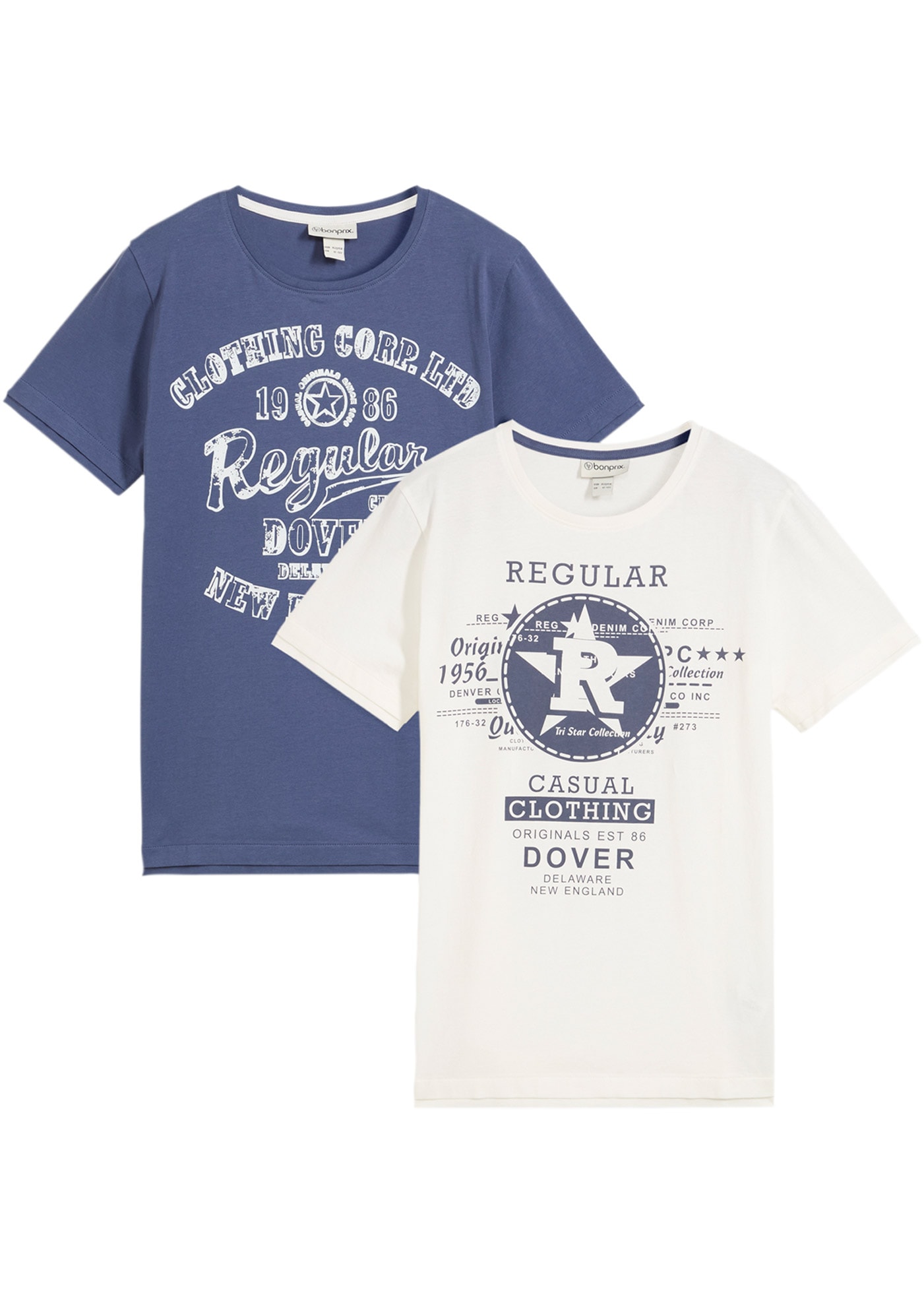 Image of bonprix T-Shirt Packung, 2er, 2 Stk. bequeme Passform, Kurzarm-Design, aus reiner Baumwolle