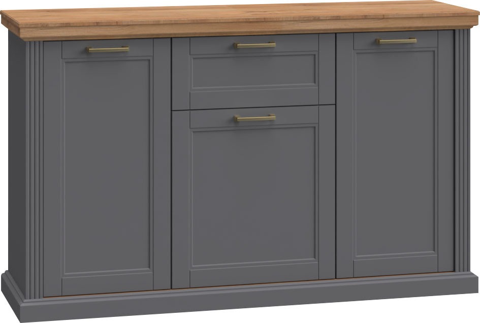 Image of GOODproduct Kombikommode "Tara, im klassischen Landhausstil, FSC-zertifiziert, in 2 Grössen" Soft-Close-Funktion, goldfarbene Metallgriffe, Innendekor Holzoptik, lackiert mit wasserbasiertem UV-Lack, unempfindlich und kratzfest