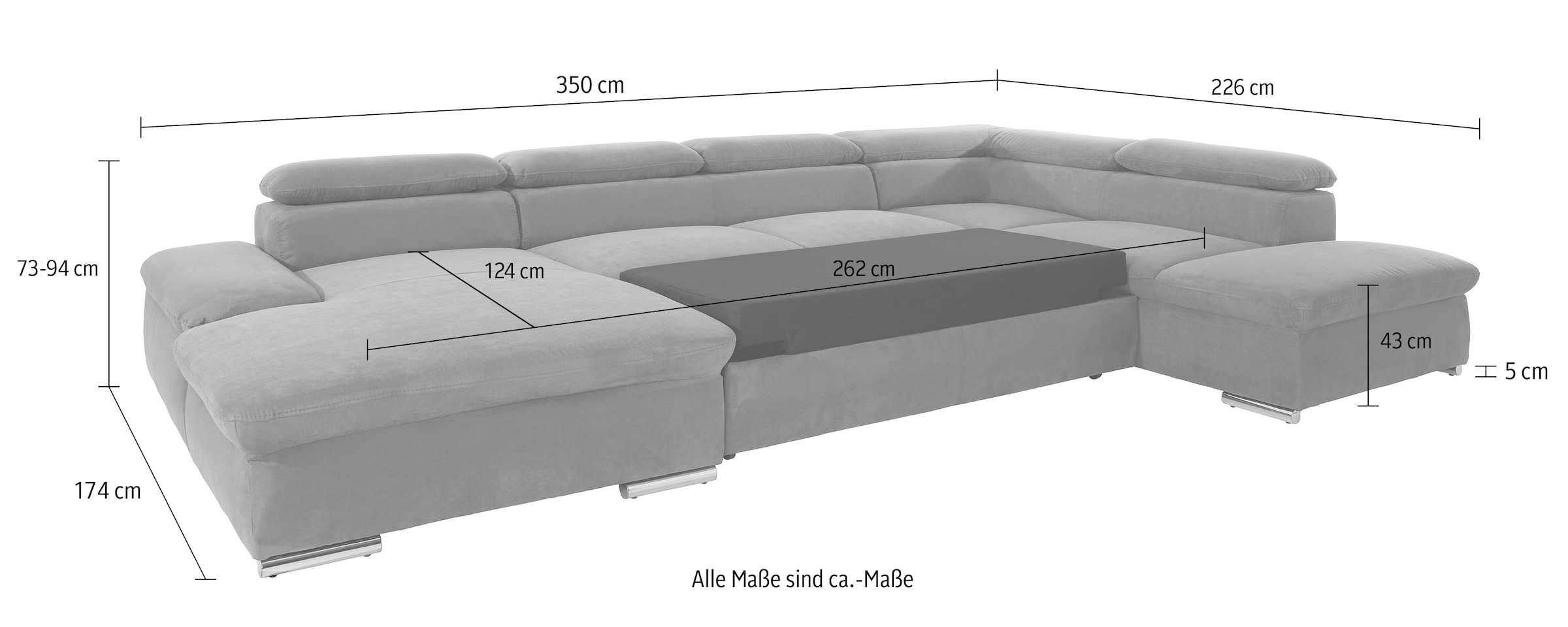 sit&more Wohnlandschaft »Alcatraz U-Form«, wahlweise mit Bettfunktion