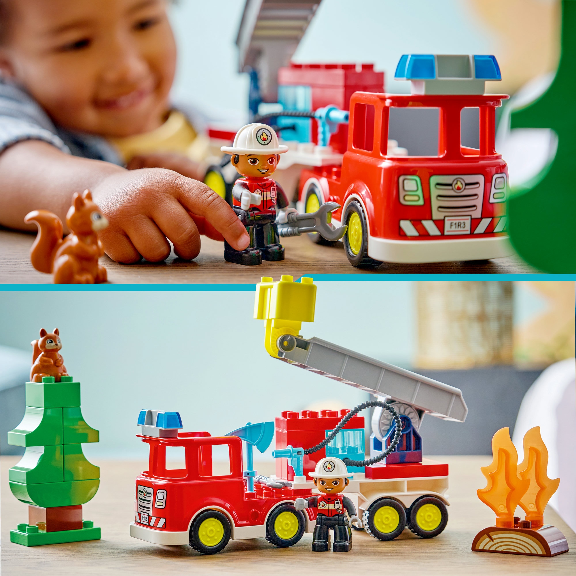 LEGO® Pions de construction »Löschauto mit Schlauch und Feuerwehrmann (10473), LEGO DUPLO Town«