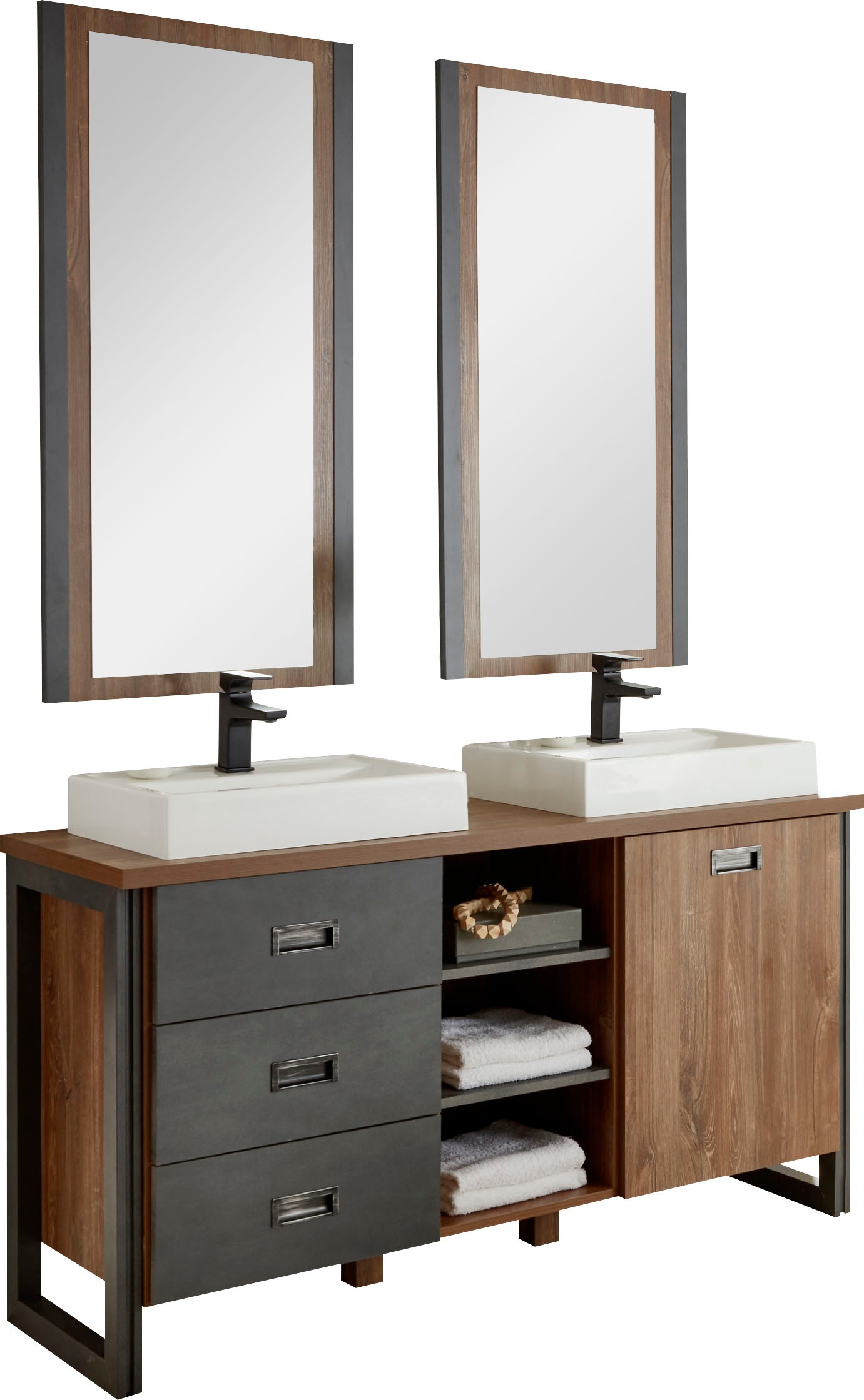 Image of Home affaire Badmöbel-Set »Detroit«, (Set, 3 St.), inklusive 2 Aufsatzwaschbecken aus Mineralguss bei Ackermann Versand Schweiz