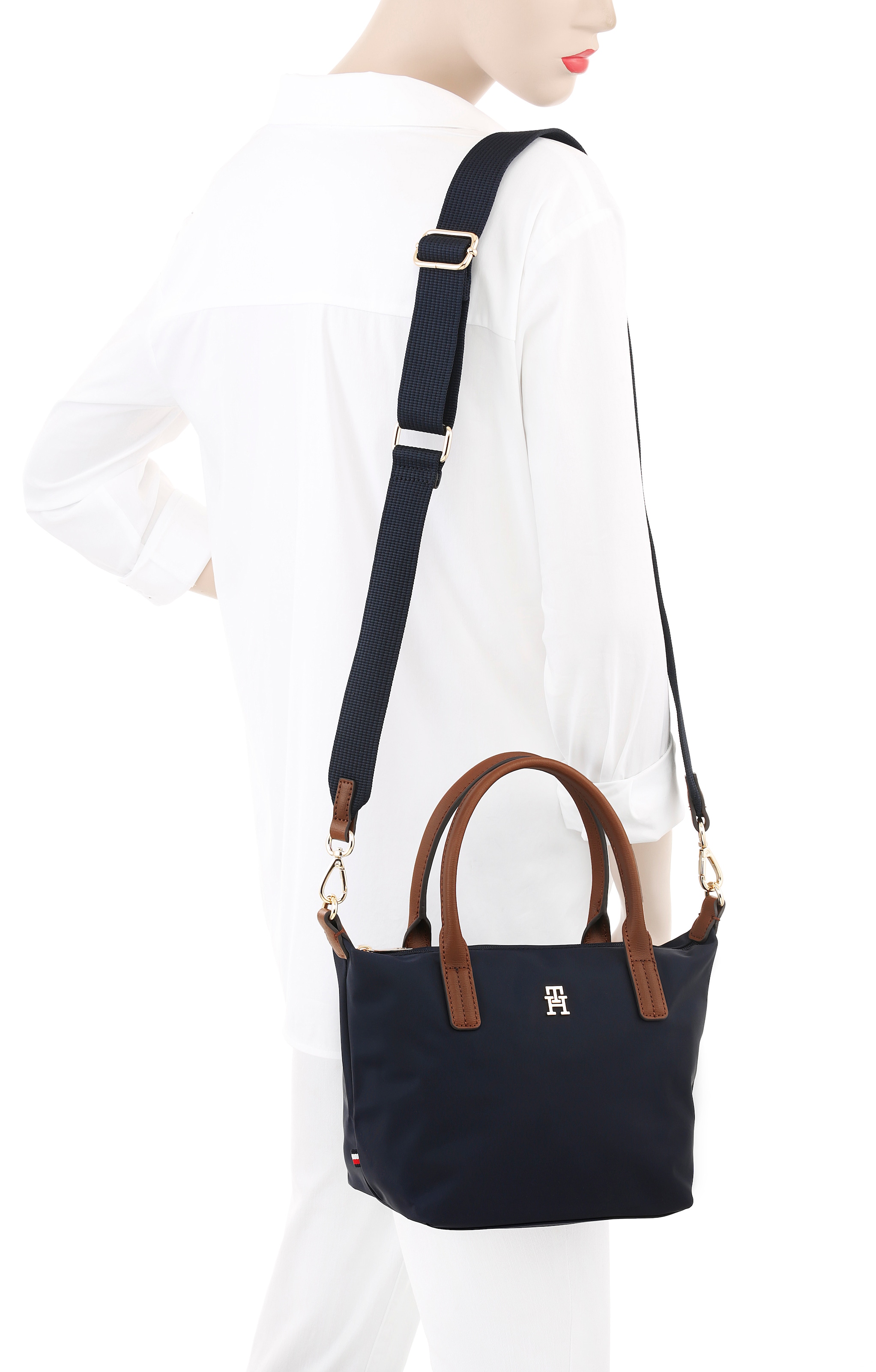 Tommy Hilfiger Tragetasche »POPETTE MINI TOTE« Damen Umhängetasche, Minibag mit abnehmbarem Umhängeriemen