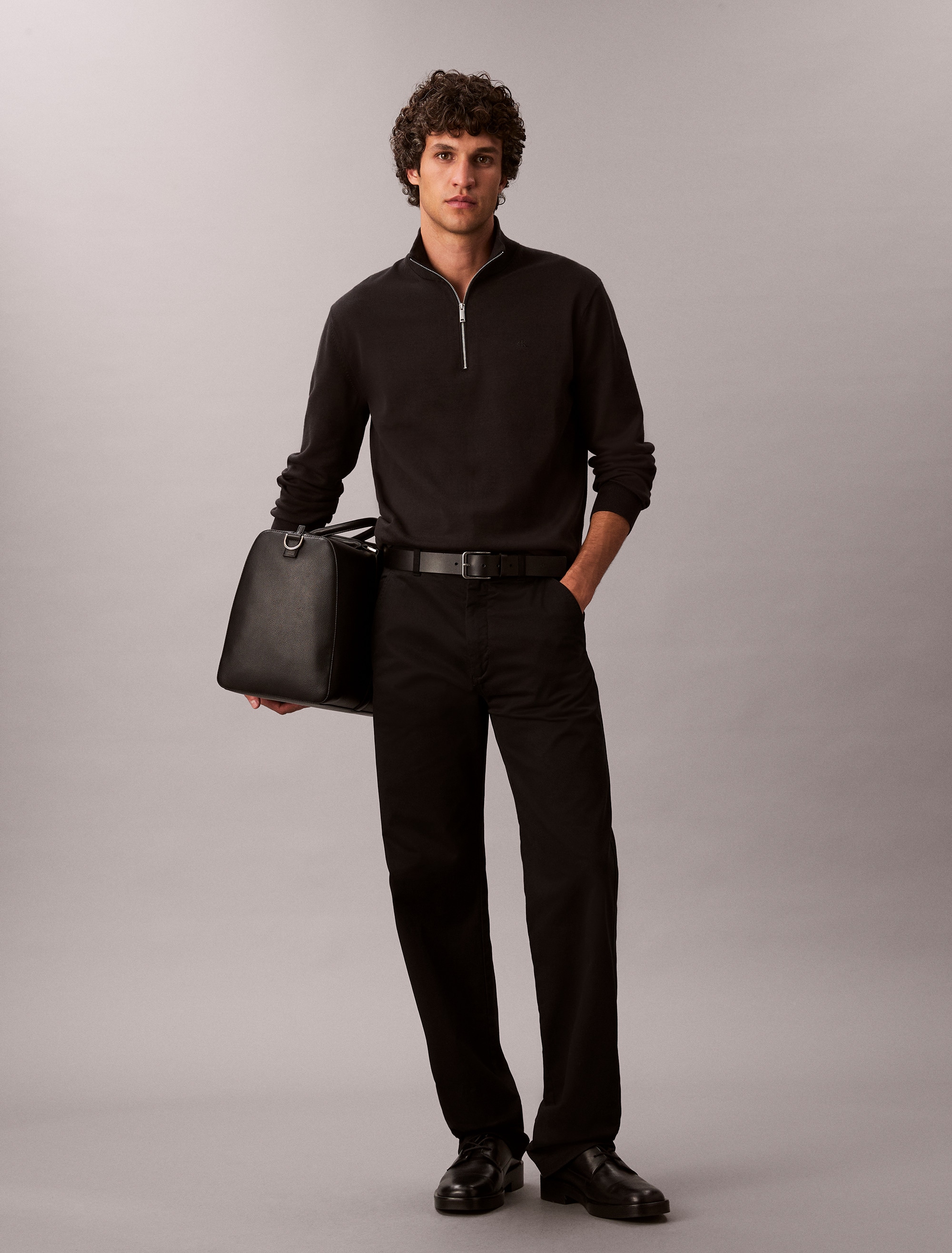 Calvin Klein Strickpullover Stehkragen mit Reissverschluss, Regular fit