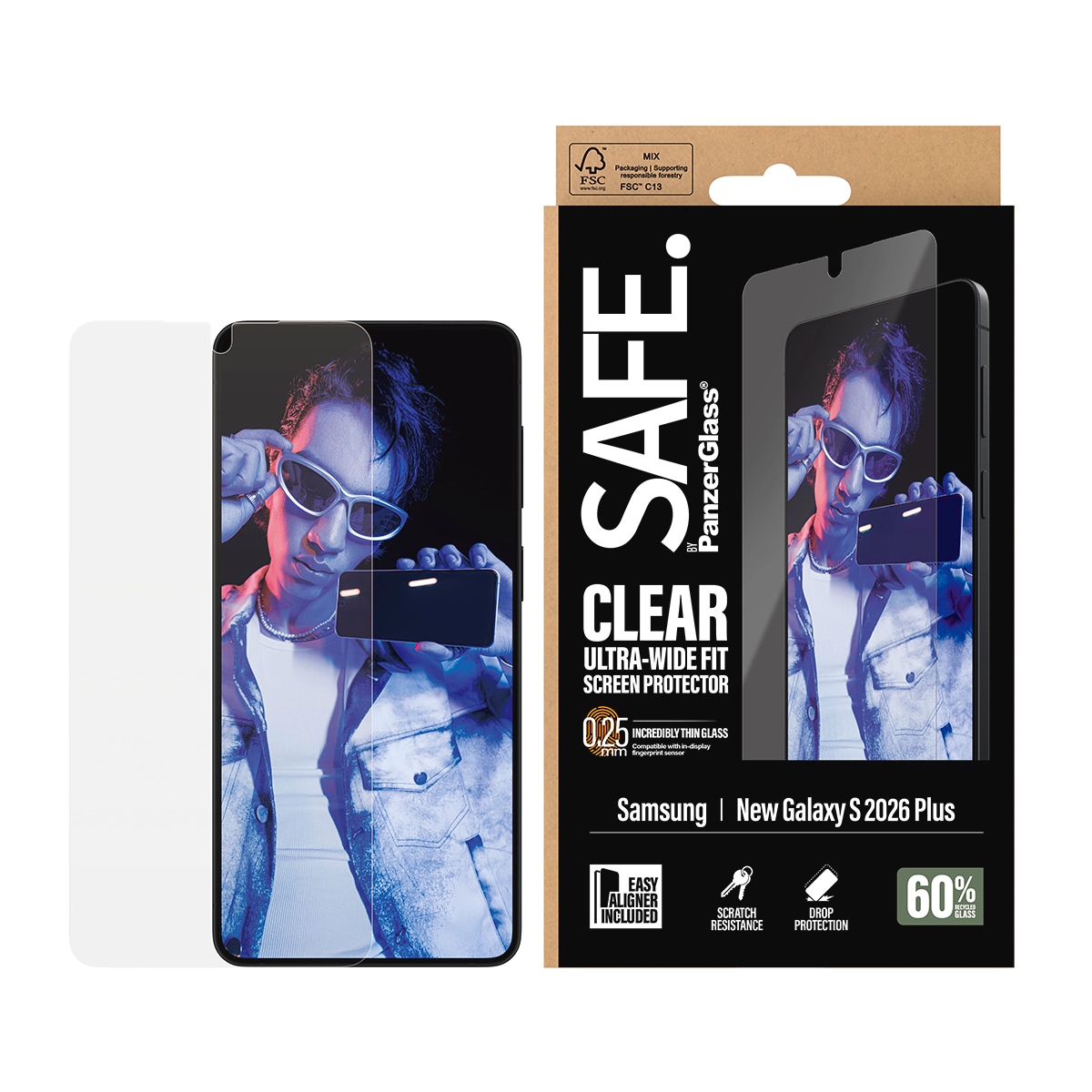 Image of SAFE by PanzerGlass Displayschutzglas "Ultra-Wide Fit Screen Protector" für Samsung Galaxy S26+ Displayschutzfolie, Schutzfolie, Bildschirmschutz, kratz- & stossfest