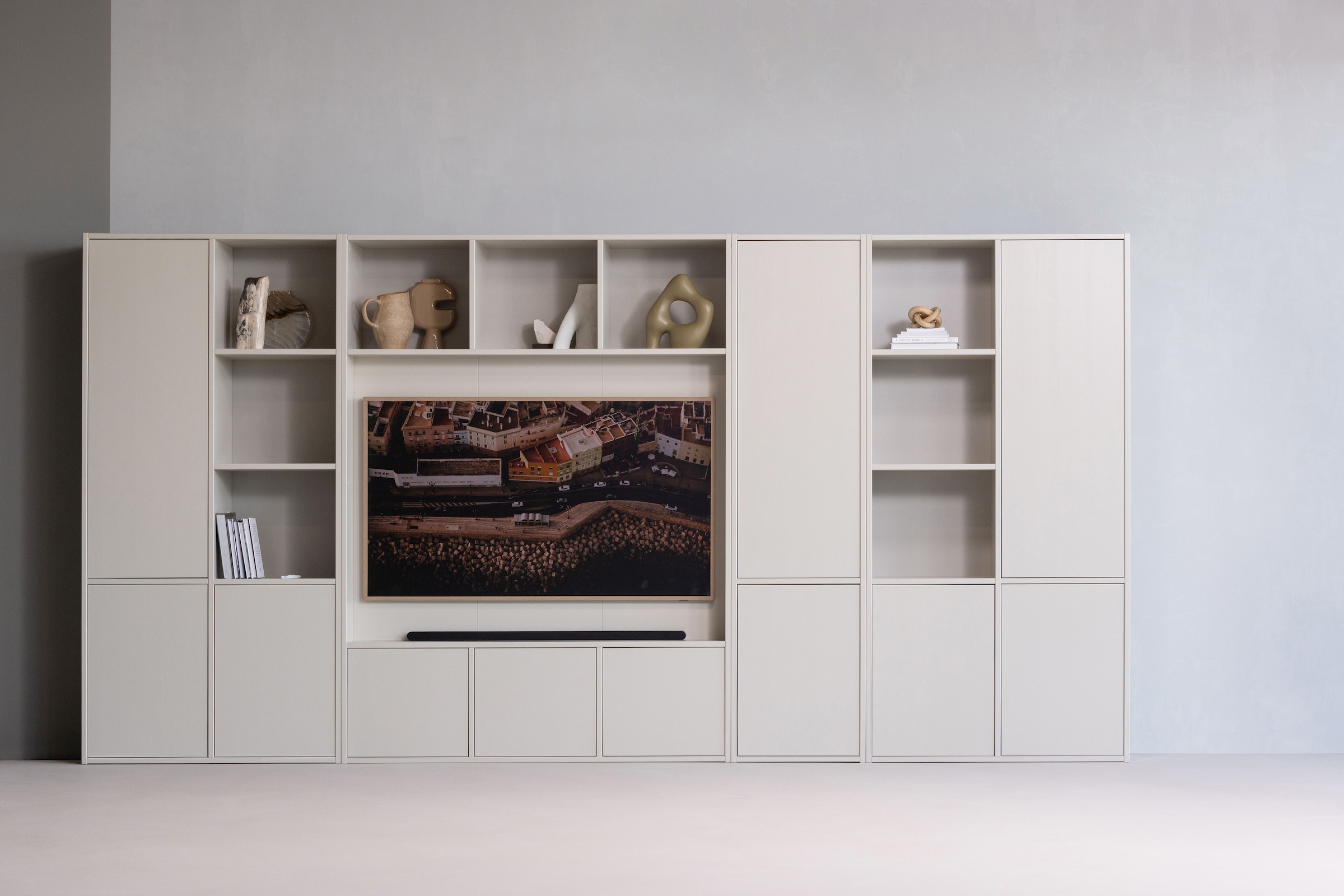 Image of WOOOD Mehrzweckschrank "Meggy Kiefernholz mit Druckmechanismus B 108 x D 40 x H 215 cm" Tragkraft 10 kg pro Boden, sichtbare Maserung, einfach zu montieren