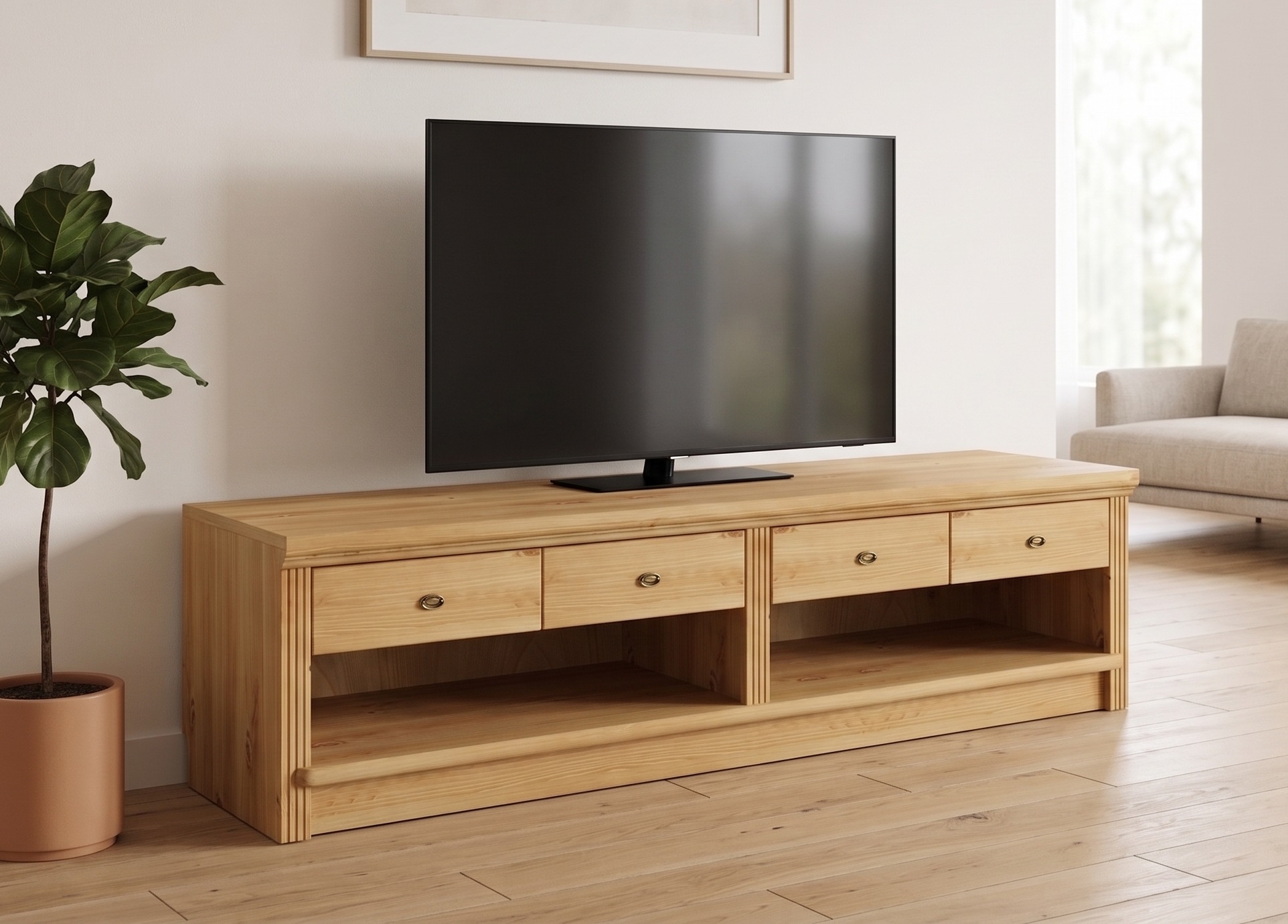 Image of GOODproduct Lowboard "Soeren TV-Kommode" B/T/H: 158/45/45 cm, aus massiver Kiefer, mit 2 Schubladen, FSC-zertifiziert