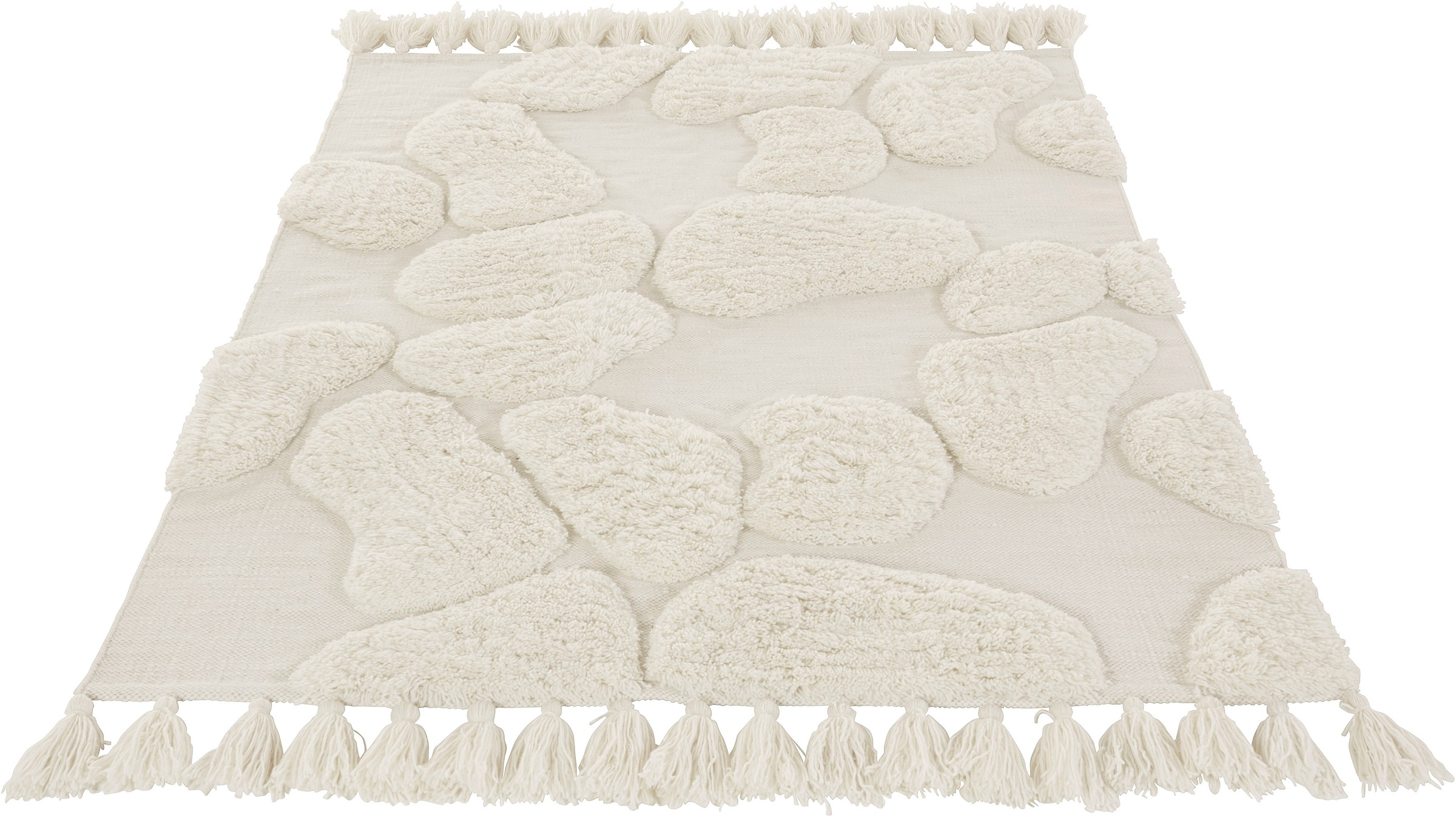 Image of LeGer Home by Lena Gercke Wollteppich »Corentin«, rechteckig, 50 mm Höhe, mit Fransen, Teppich im 3D-Effekt, Hoch-Tief-Effekt, ideale Teppiche für Wohnzimmer, Schlafzimmer & Kinderzimmer bei Ackermann Versand Schweiz