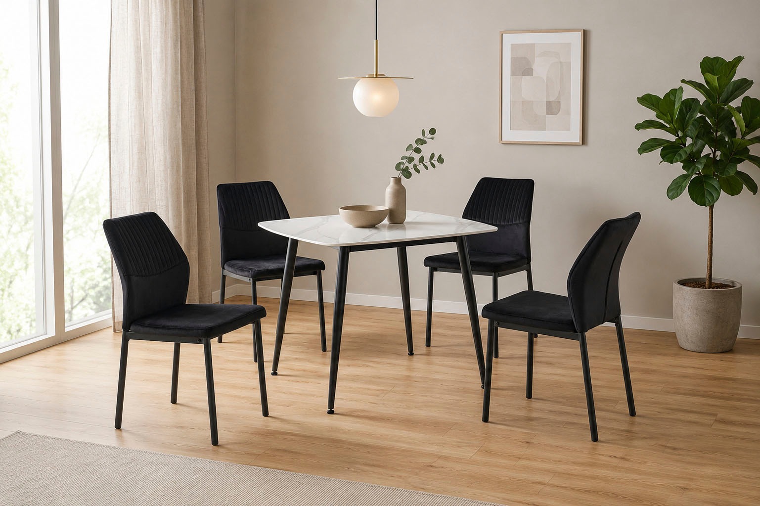 GOODproduct Esstisch »Nora« 1 Stk. tlg. organisch-quadratischer Tisch 90x90cm in Sinterstein-Keramikoptik