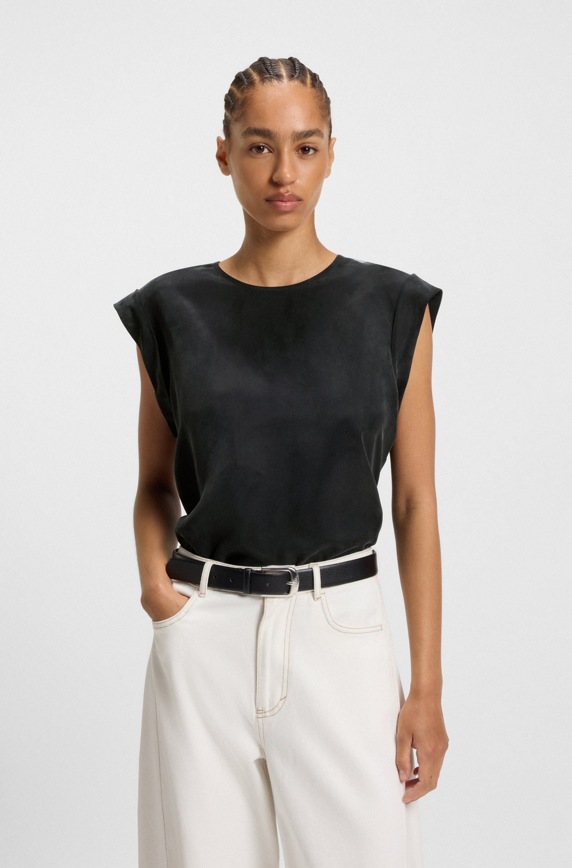 Image of BOSS ORANGE Shirtbluse "Irnette Premium Damenmode" mit Ärmelaufschlag