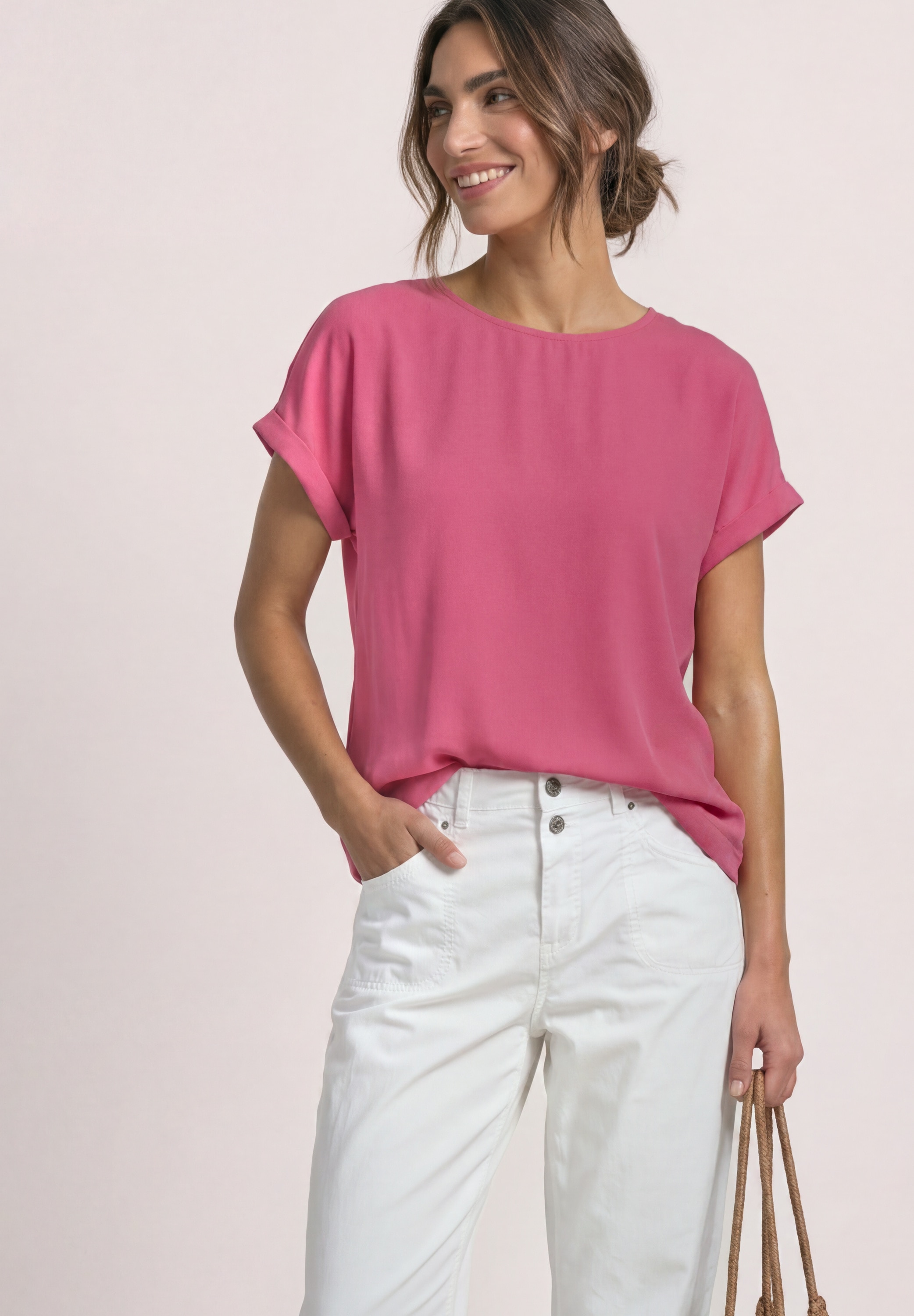 STREET ONE Shirttop 2-in-1 Sommershirt aus Chiffon mit Boat Neck