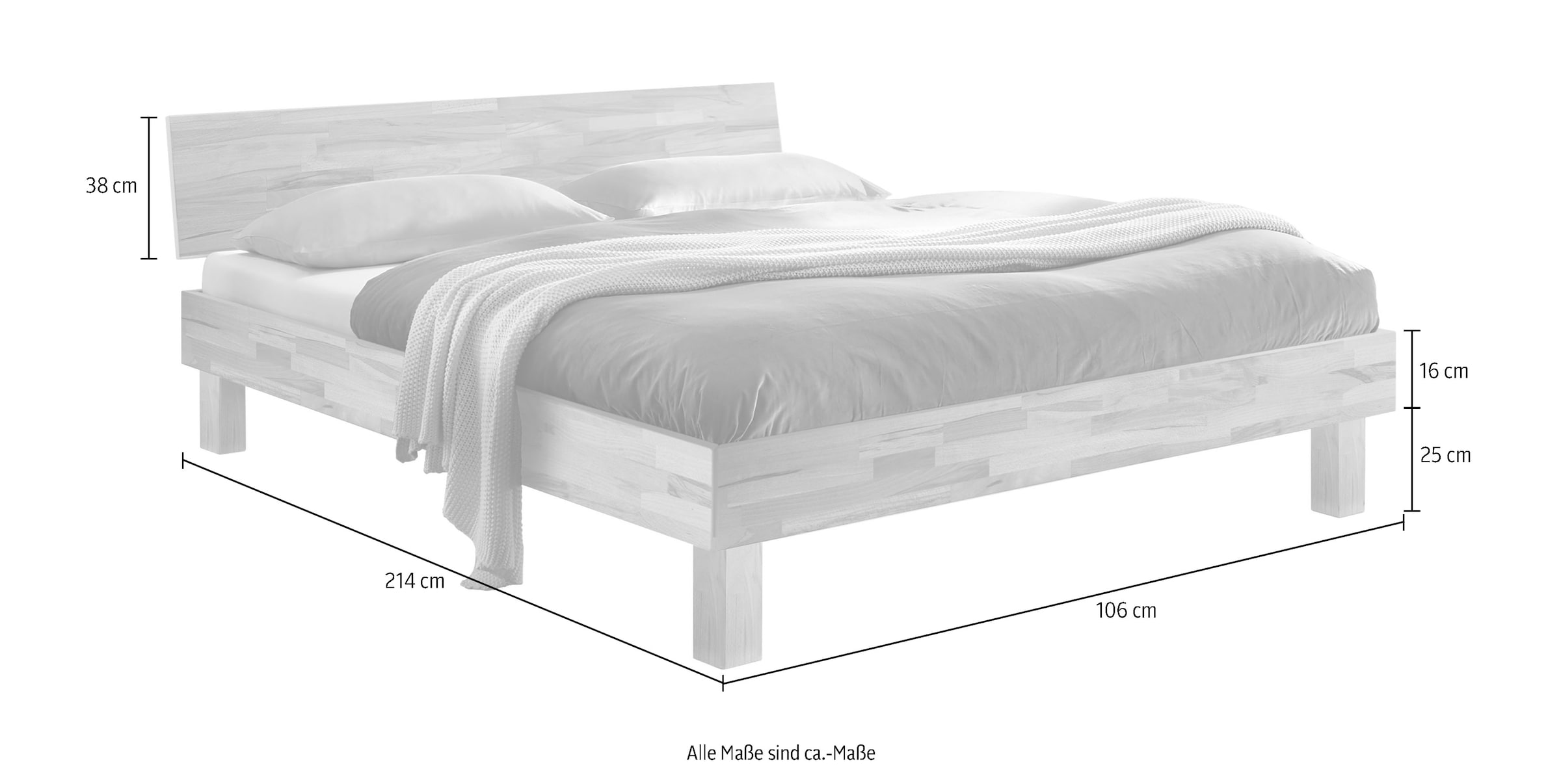HASENA Lit en bois »Forti« hauteur du pied 25 cm