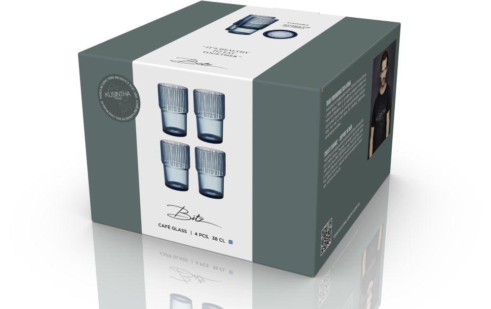 Bitz Verre à latte macchiato »Macchiato Becher Kusintha 380 ml, 4 Stück, Blau«